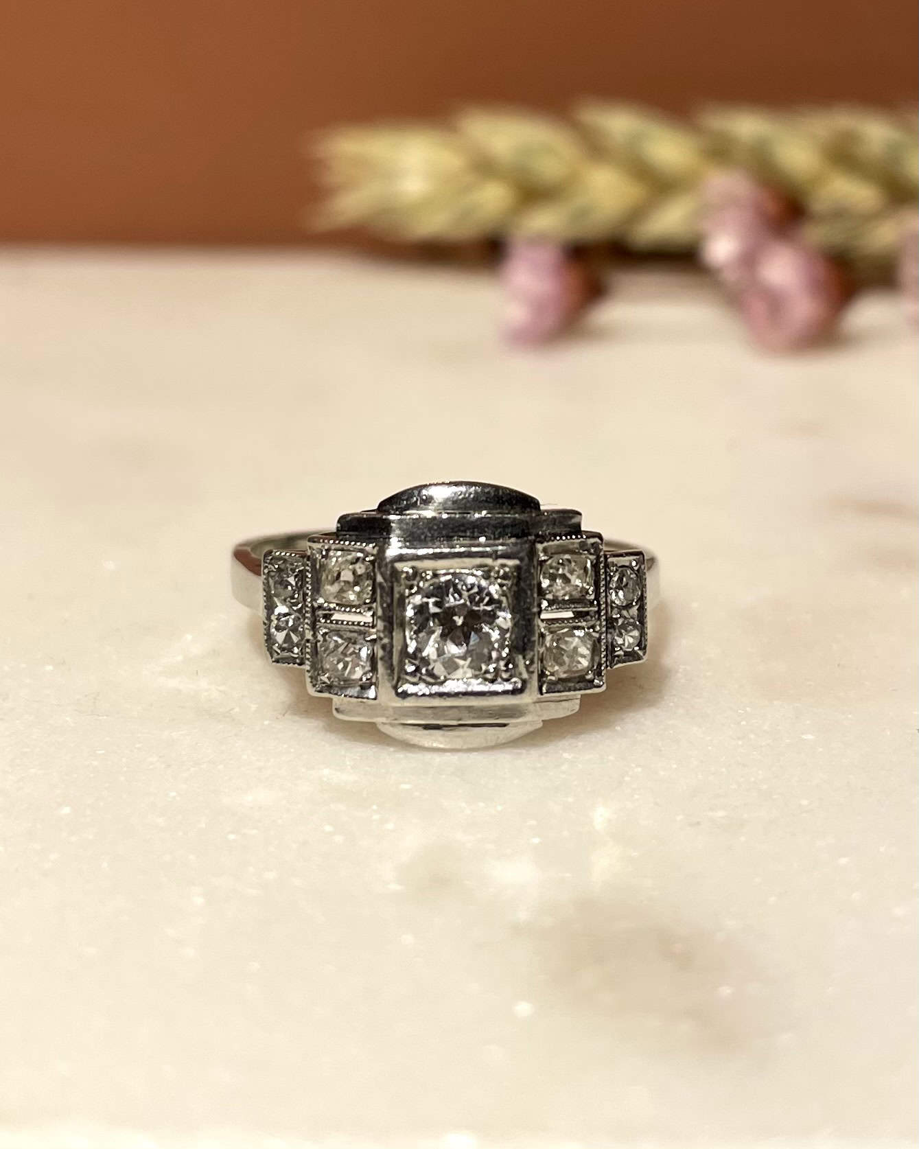 Anillo Art Déco con diamantes de 0,56 quilates "Ethel"