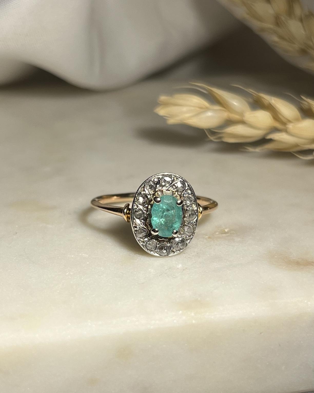 Bague Art déco émeraude & diamants "Evy" - Elliade Paris