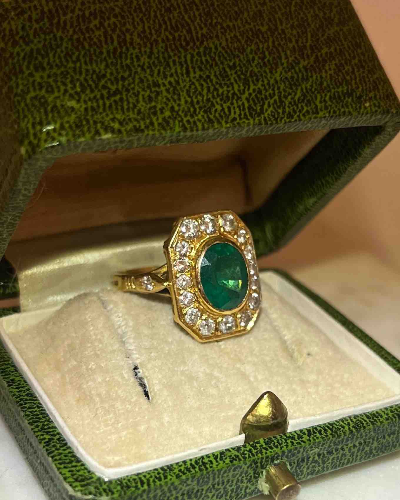 Bague Art - déco émeraude & diamants "Téa" - Elliade Paris