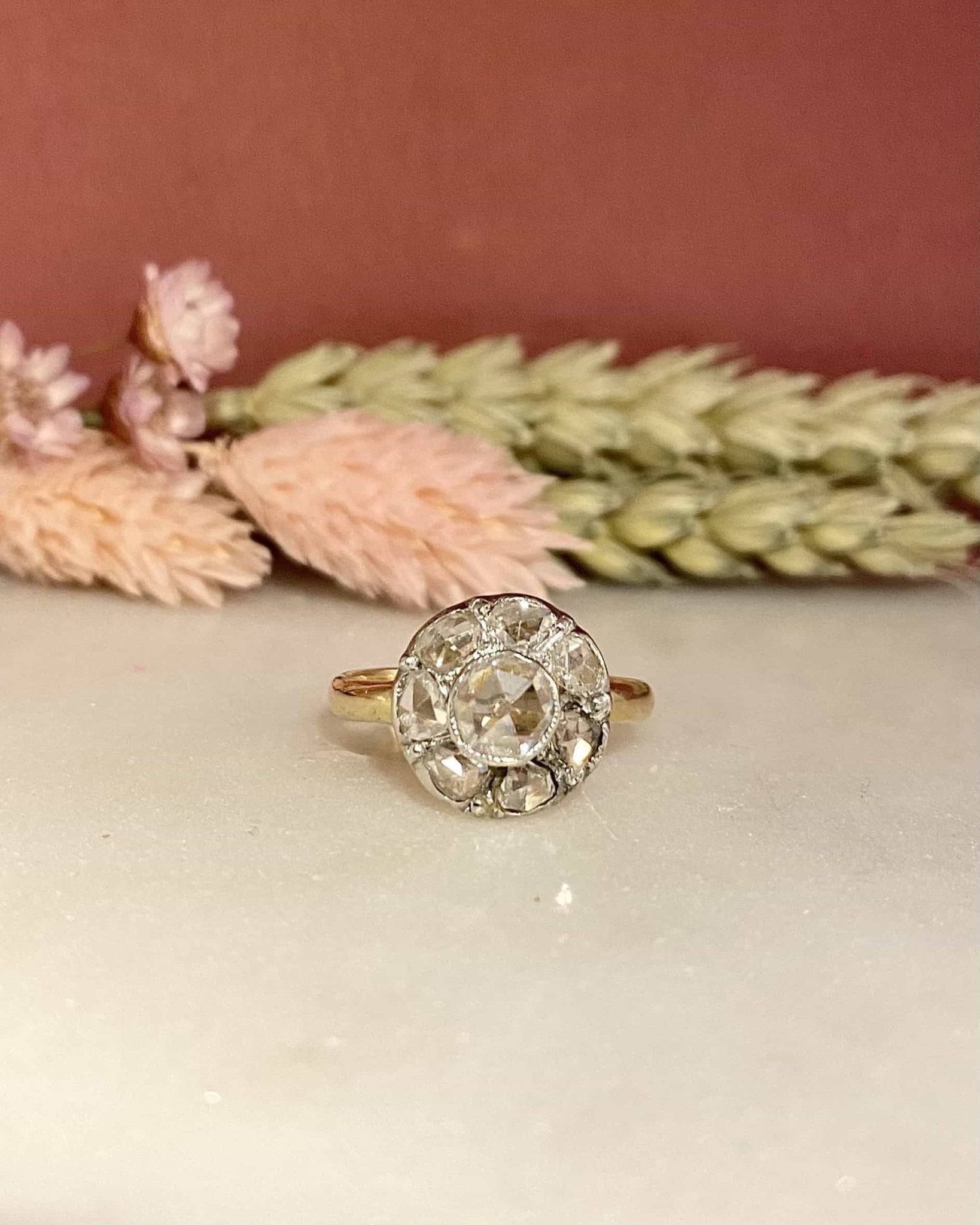 Bague Art - Déco Fleur Diamants 1 carat "Sylvianne" - Elliade Paris
