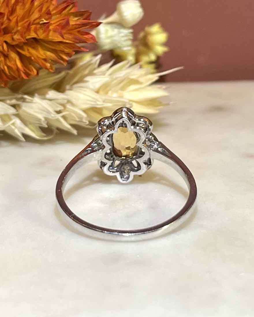 Bague Art déco Marguerite Citrine & Diamants "Lilianne" - Elliade Paris