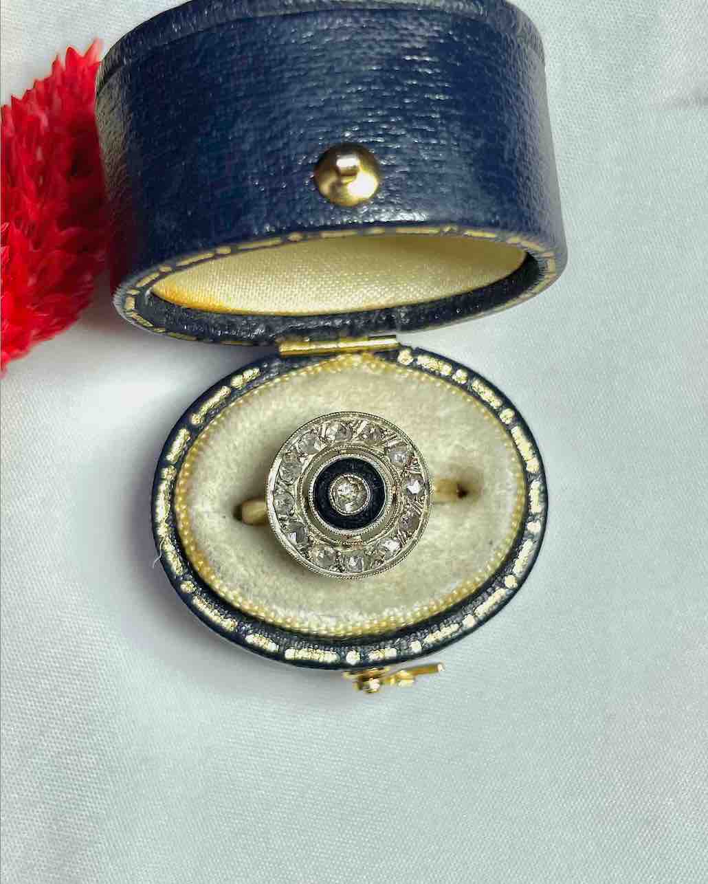 Bague Art-Déco Vintage Onyx & Diamants "Rowey"