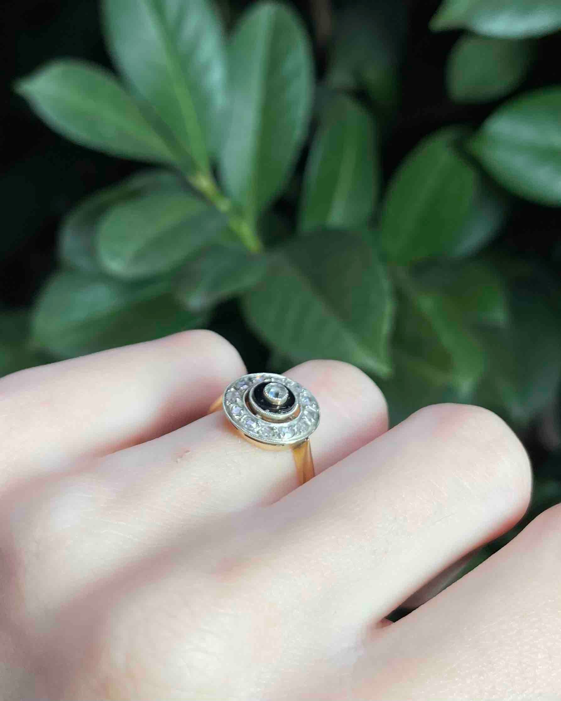 Vintage Art Deco Onyx & Diamond "Rowey" Ring