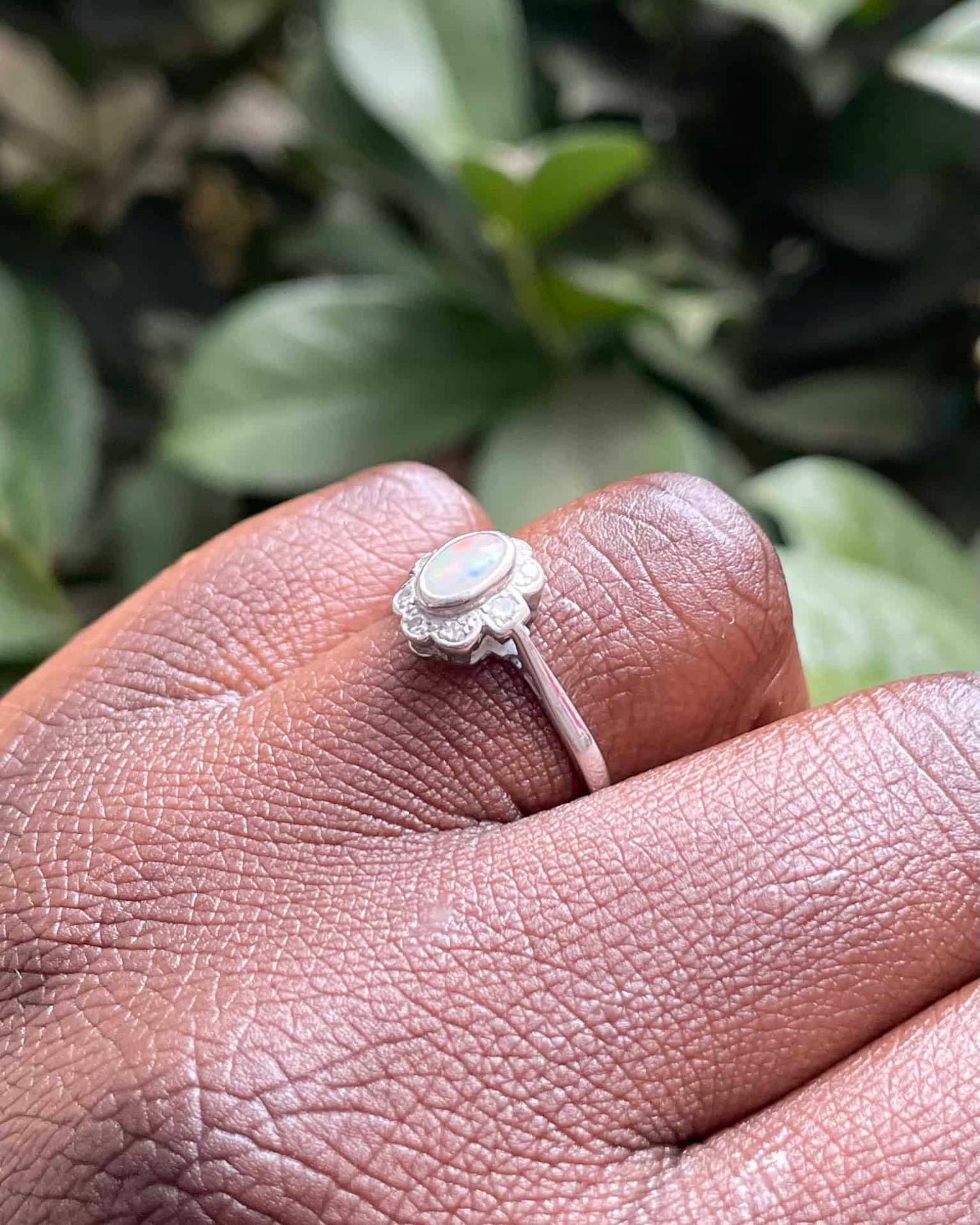 Bague Art - Déco Opale & Diamants "Ofélia" - Elliade Paris
