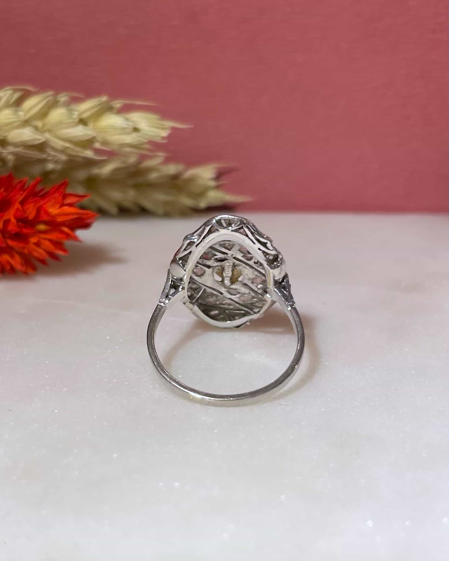 Bague Art - Déco Perle & 34 Diamants "Sohana" - Elliade Paris
