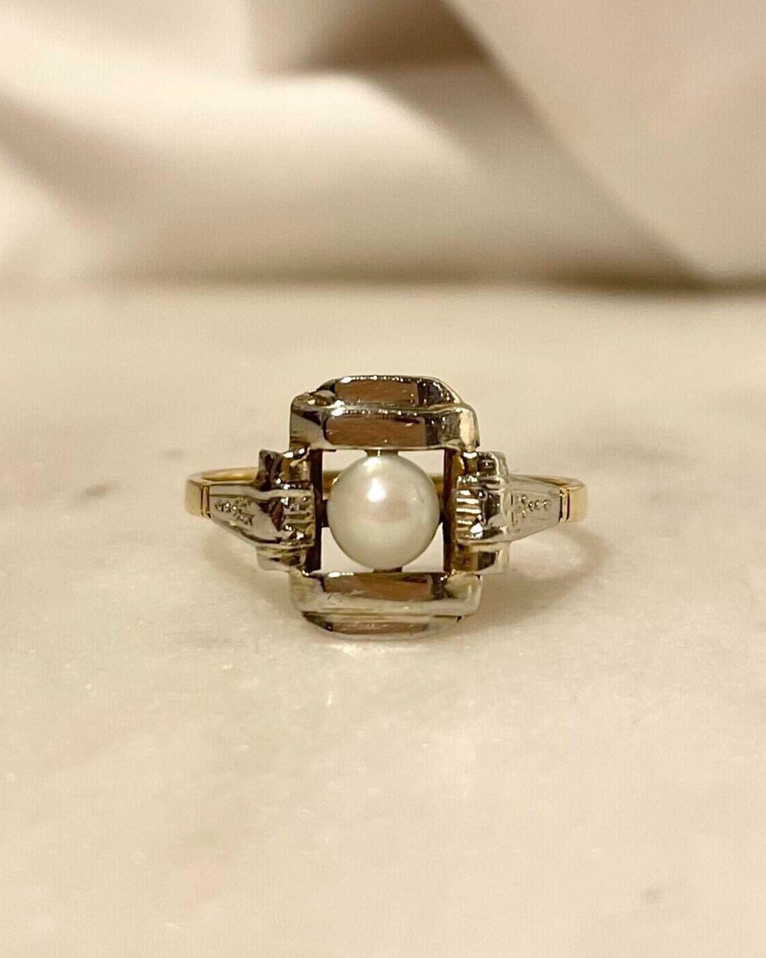 Bague Art - Déco Perle "Auxane" - Elliade Paris