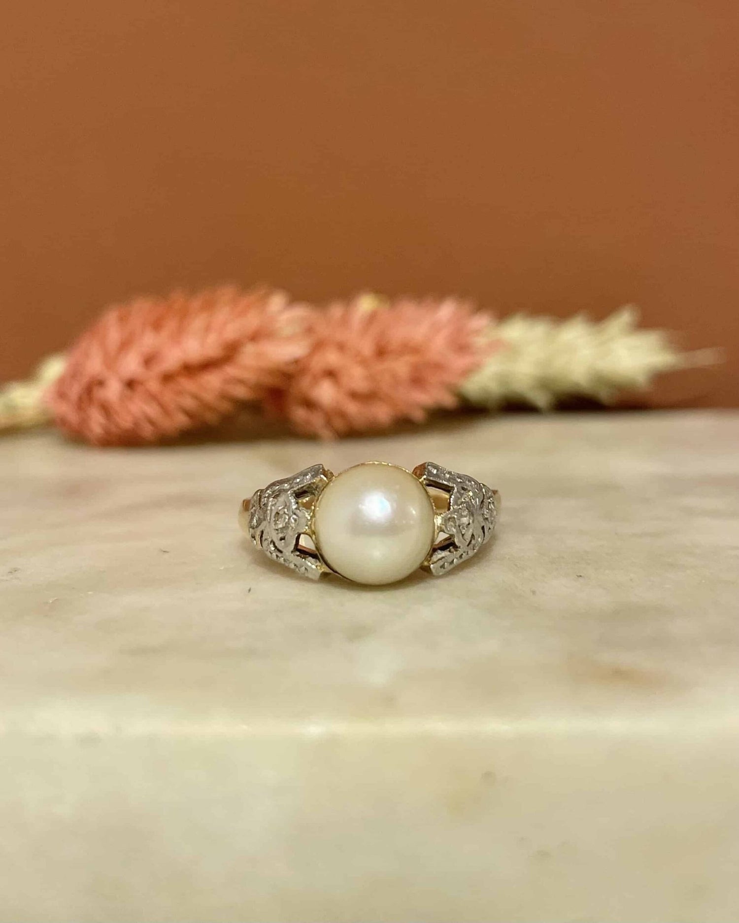 Bague Art - Déco Perle & Diamants "Milaya" - Elliade Paris