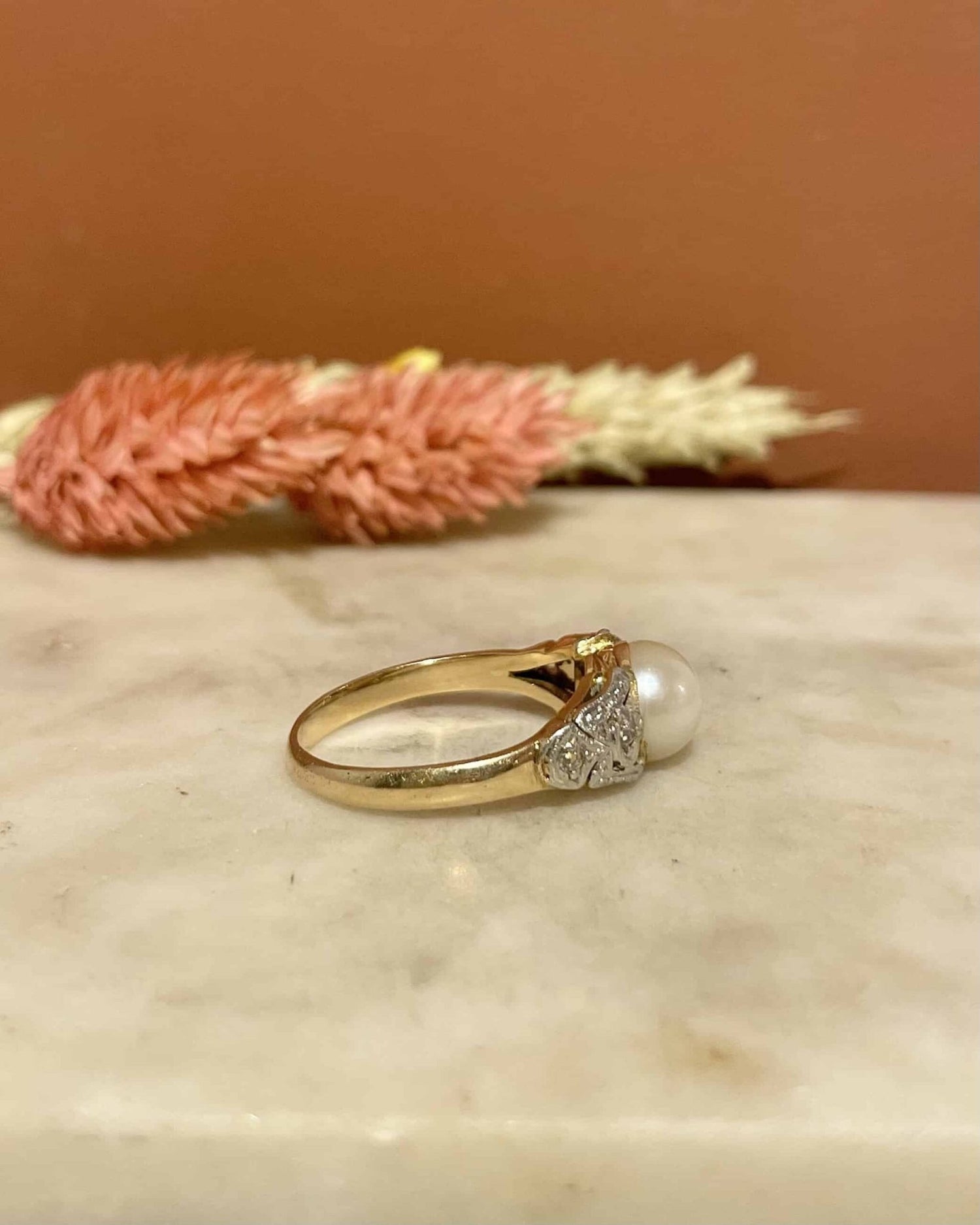 Bague Art - Déco Perle & Diamants "Milaya" - Elliade Paris