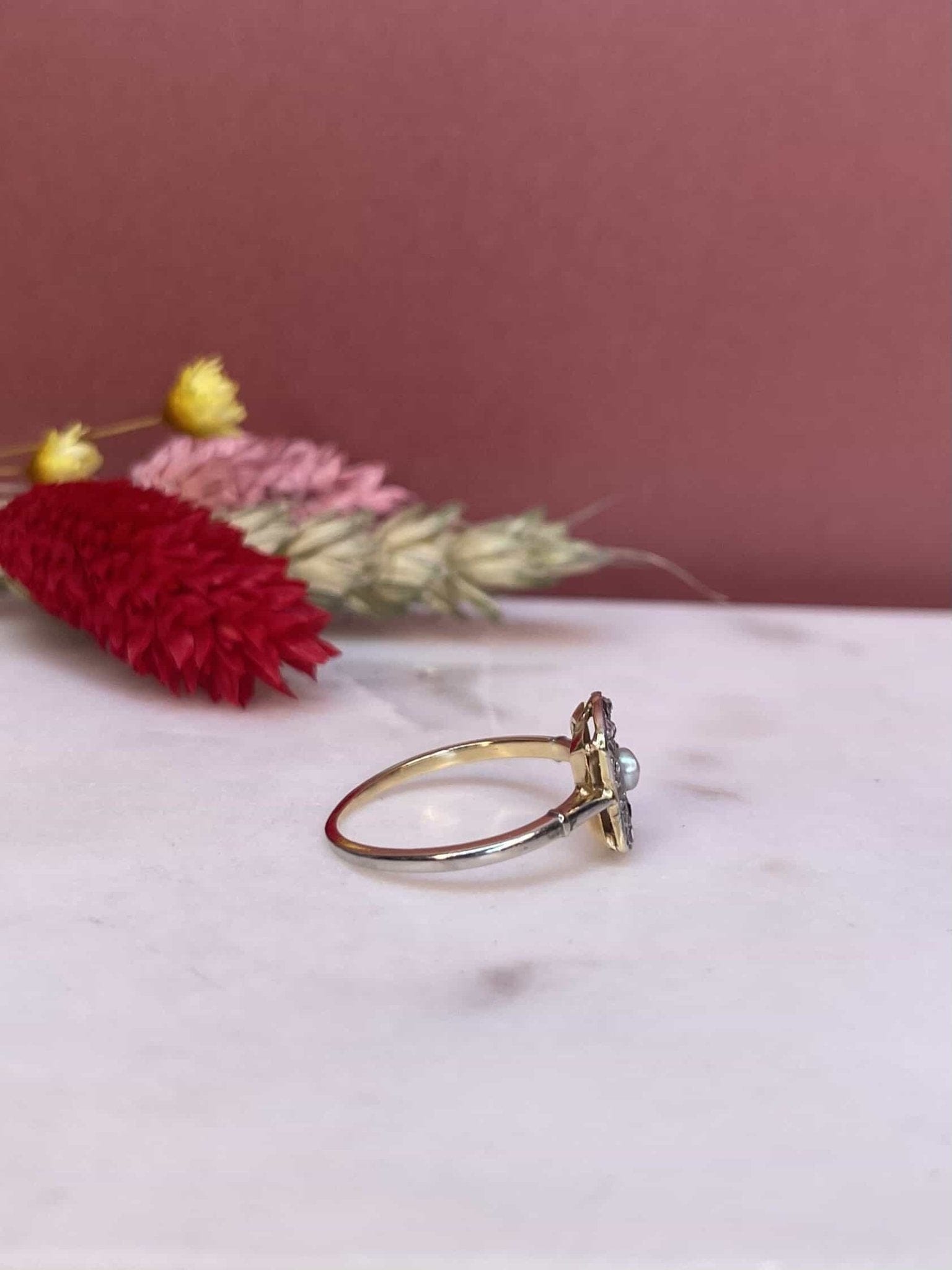 Bague Art - Déco Perle, Saphirs & diamants "Pimprenelle" - Elliade Paris