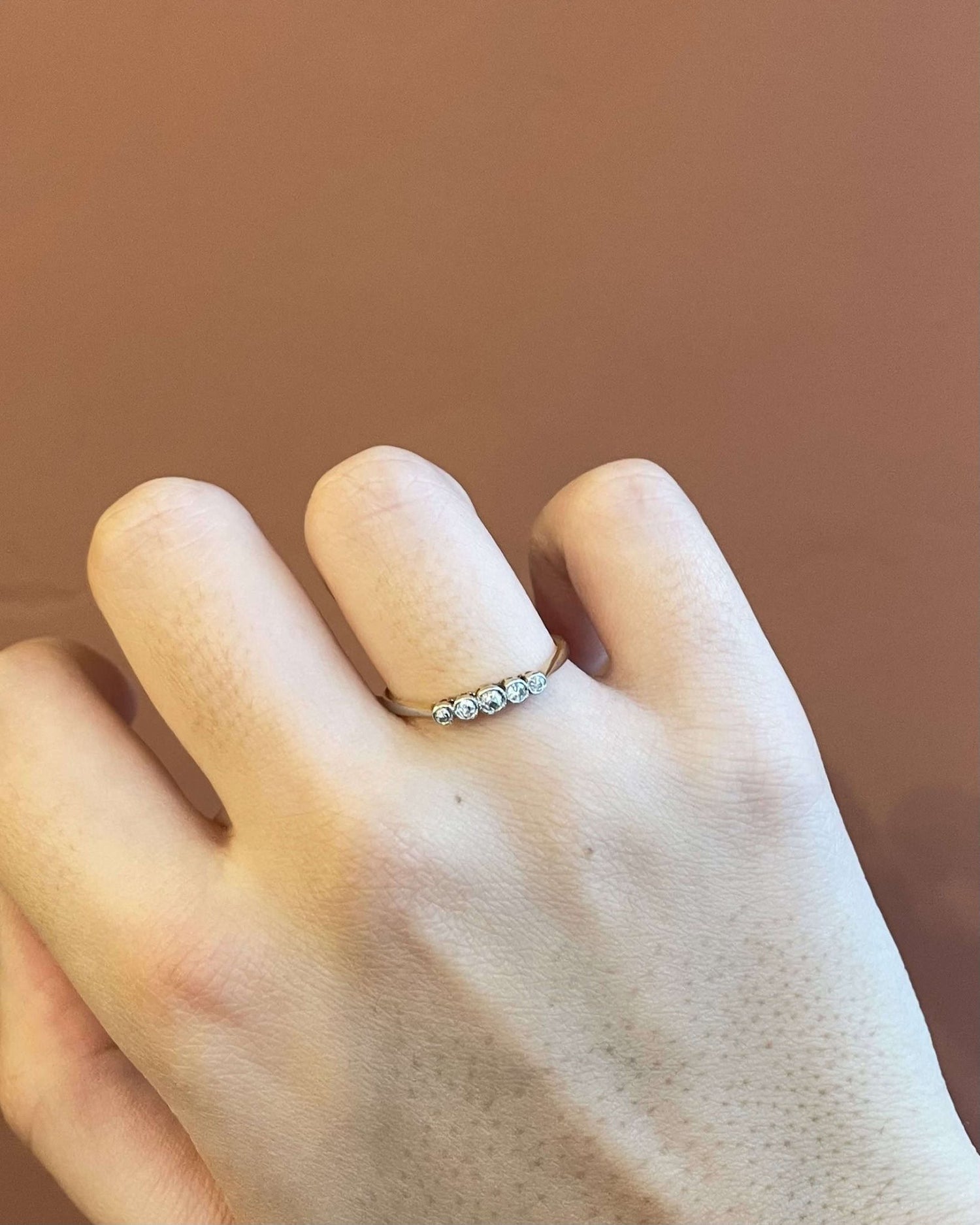 Bague Art - Déco Rivière 5 Diamants "Naïs" - Elliade Paris