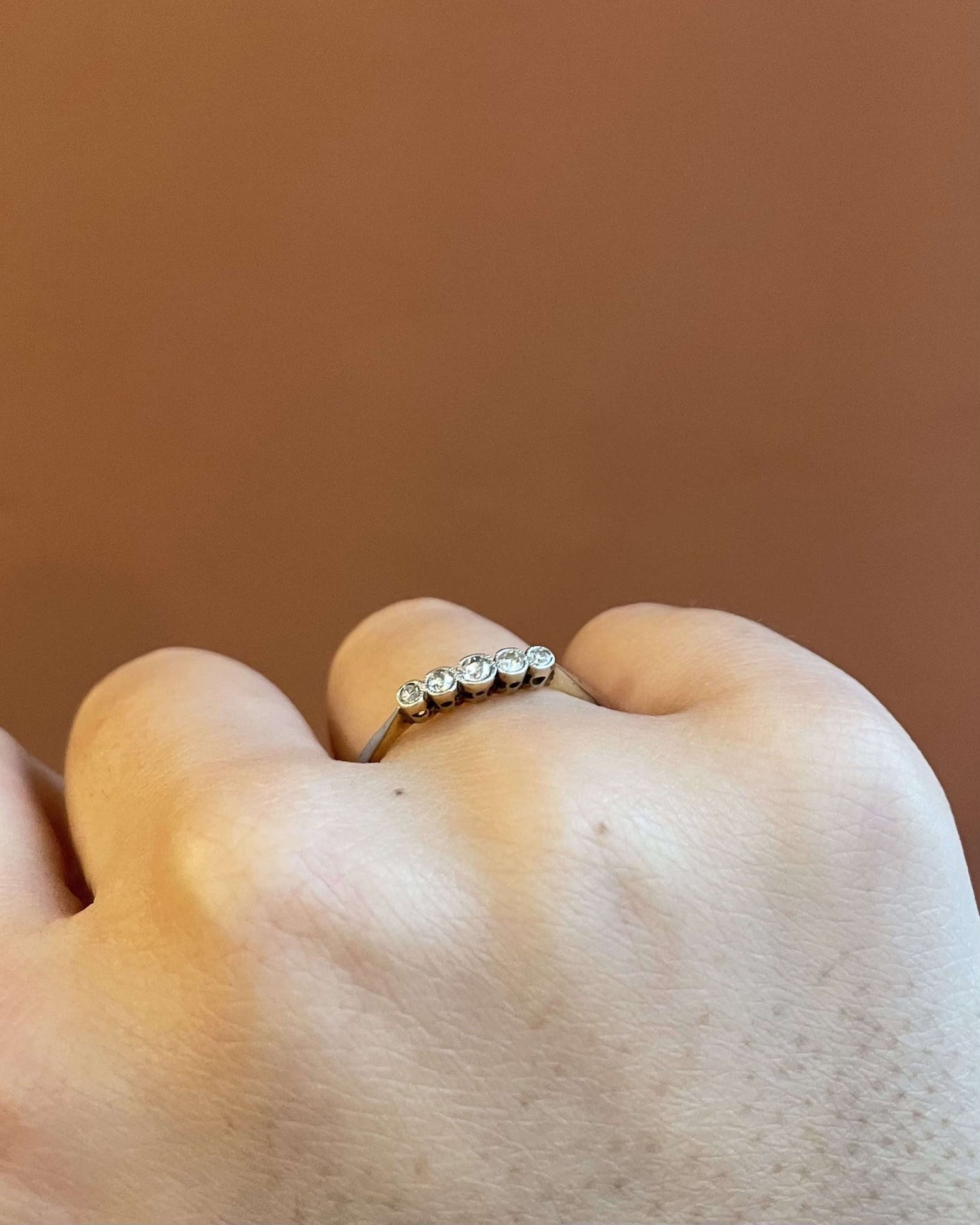 Bague Art - Déco Rivière 5 Diamants "Naïs" - Elliade Paris