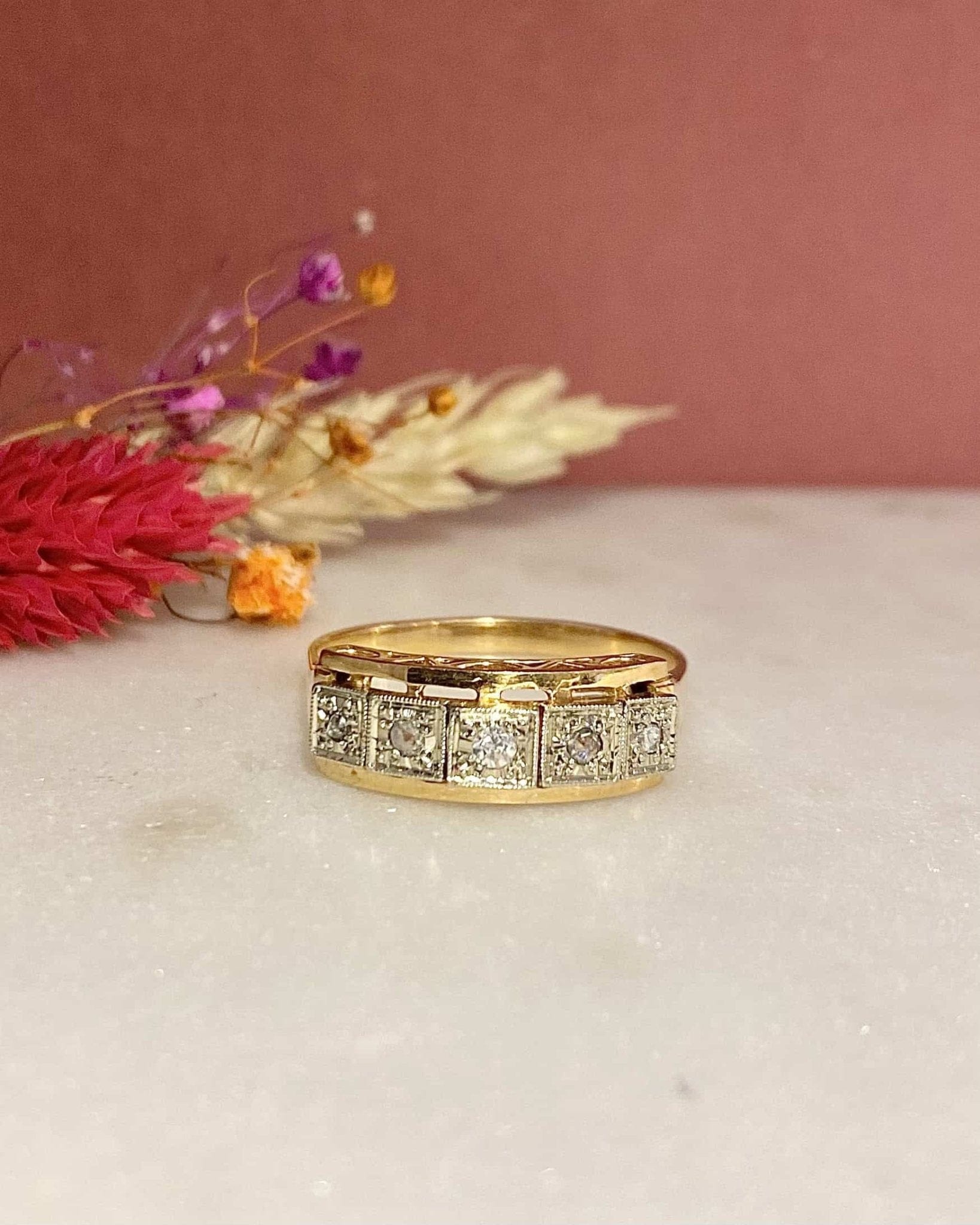 Bague Art - Déco Rivière Diamants "Gema" - Elliade Paris