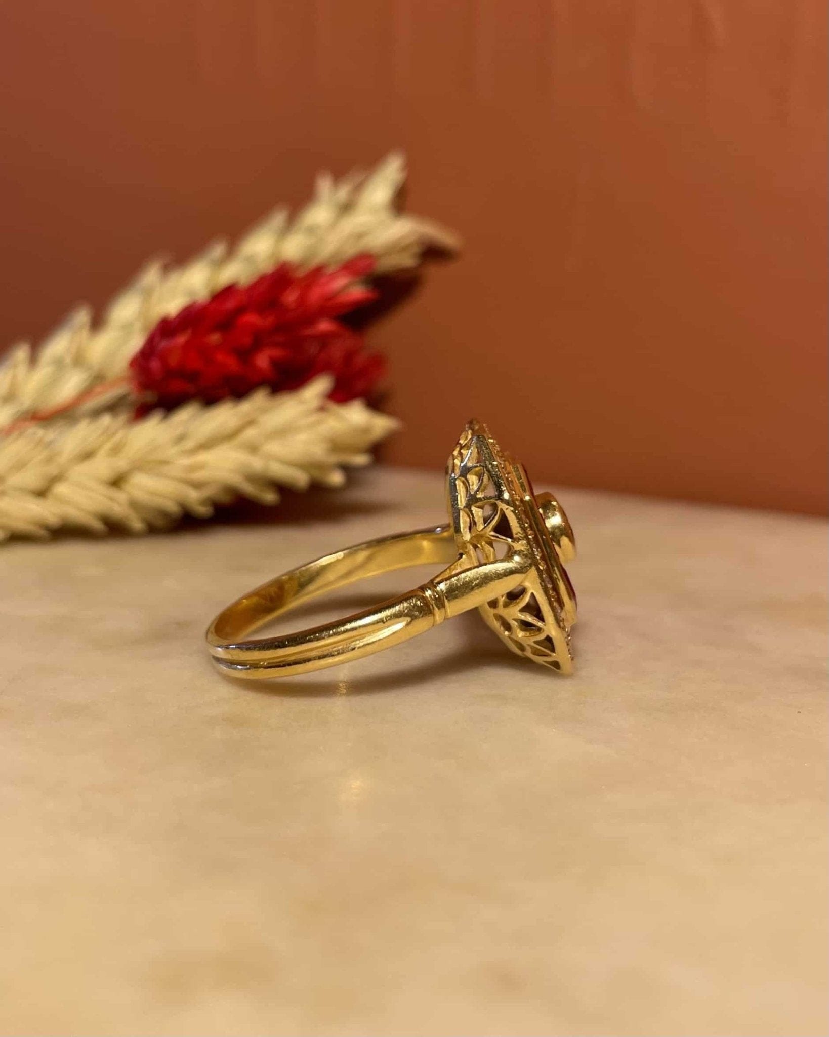 Bague Art - Déco Rubis & Diamants "Vivienne" - Elliade Paris