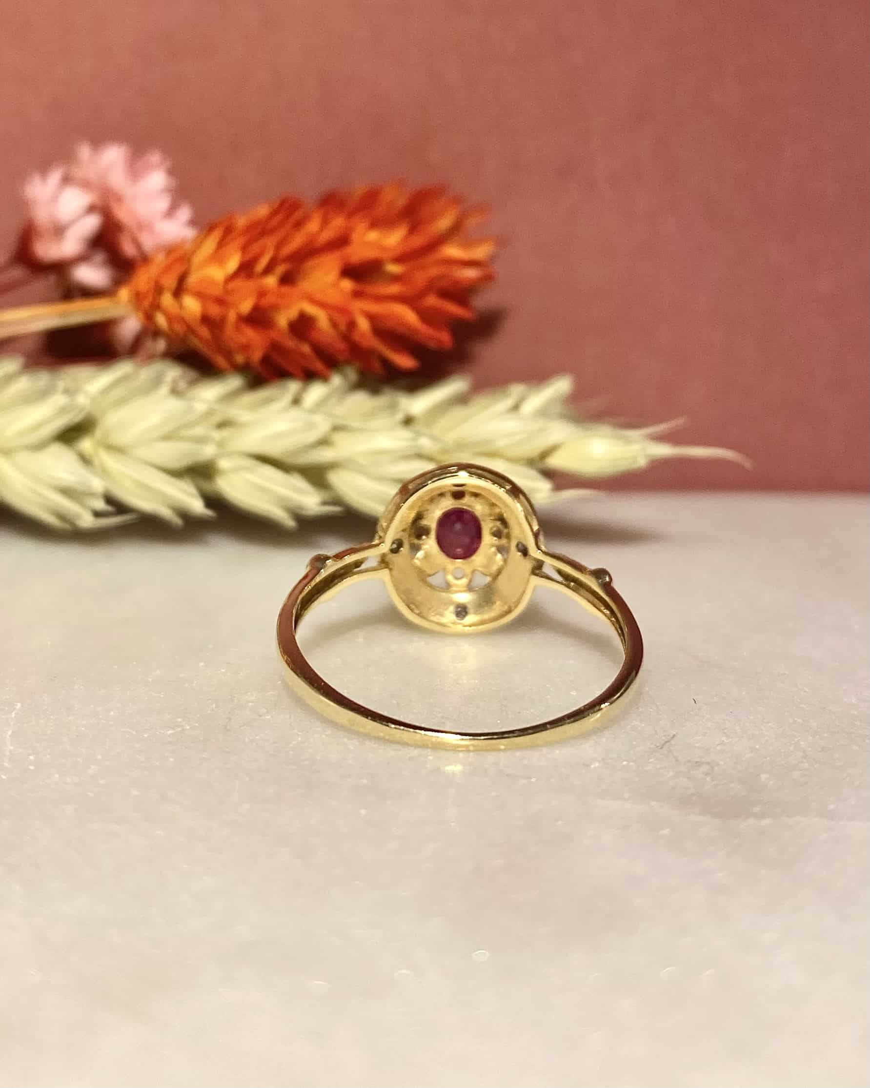 Art Deco Style Ring Ruby 0.55 and Diamonds "Carla"