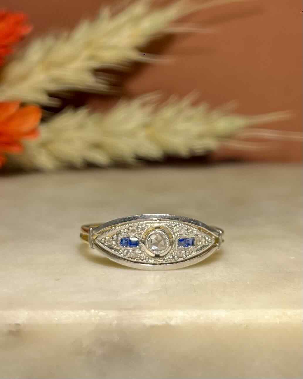 Bague Art - Déco Saphirs & Diamants "Elaina" - Elliade Paris