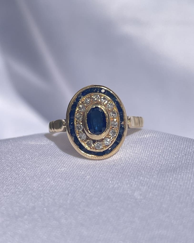 Bague Art - Déco Saphirs et Diamants "April" - Elliade Paris