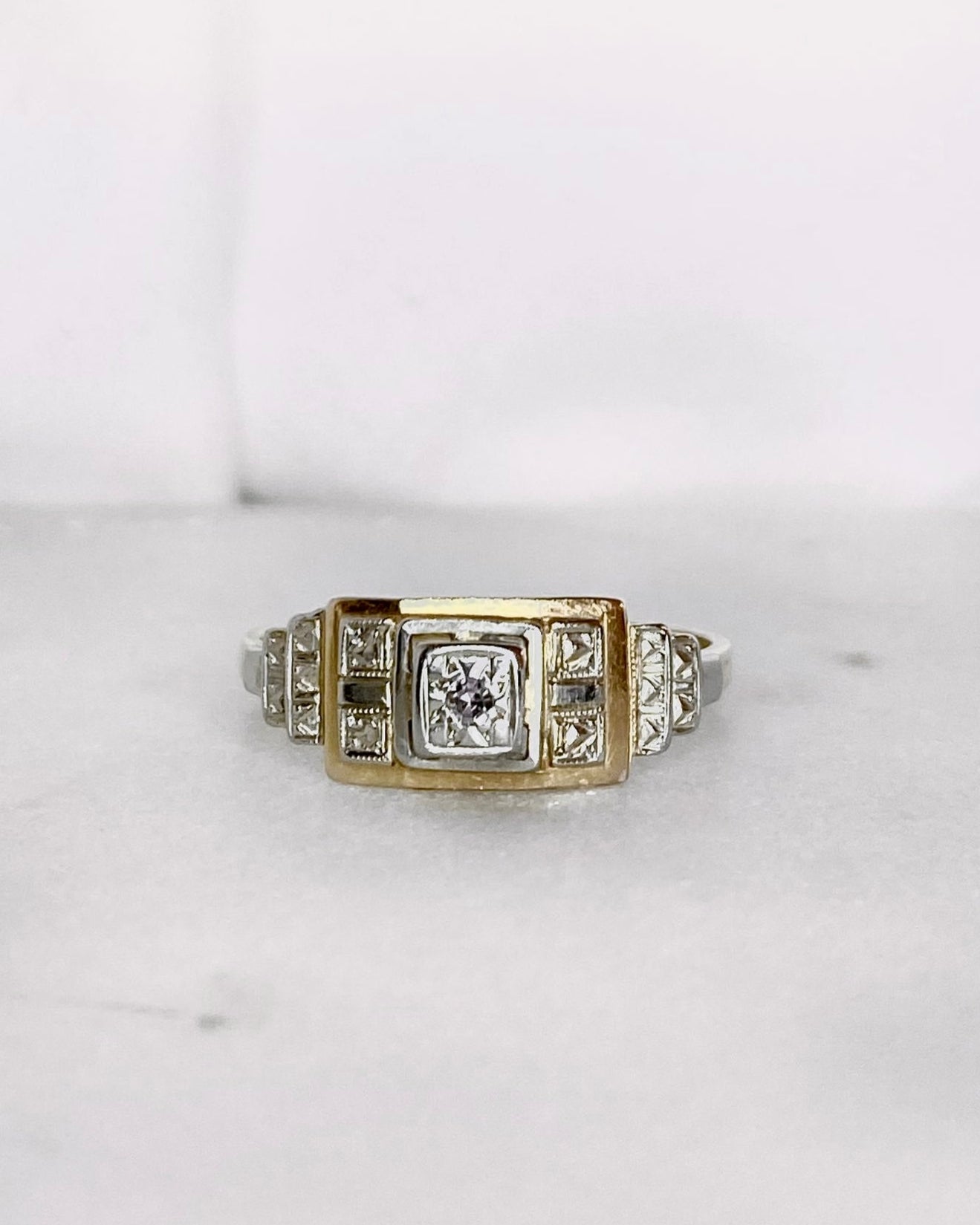 Bague Art - déco Tank Diamants "Théora" - Elliade Paris