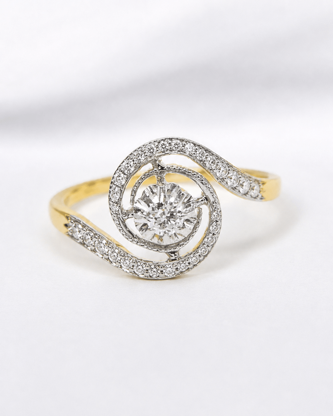 Bague Art-Déco Tourbillon Diamants "Amina" - Elliade Paris