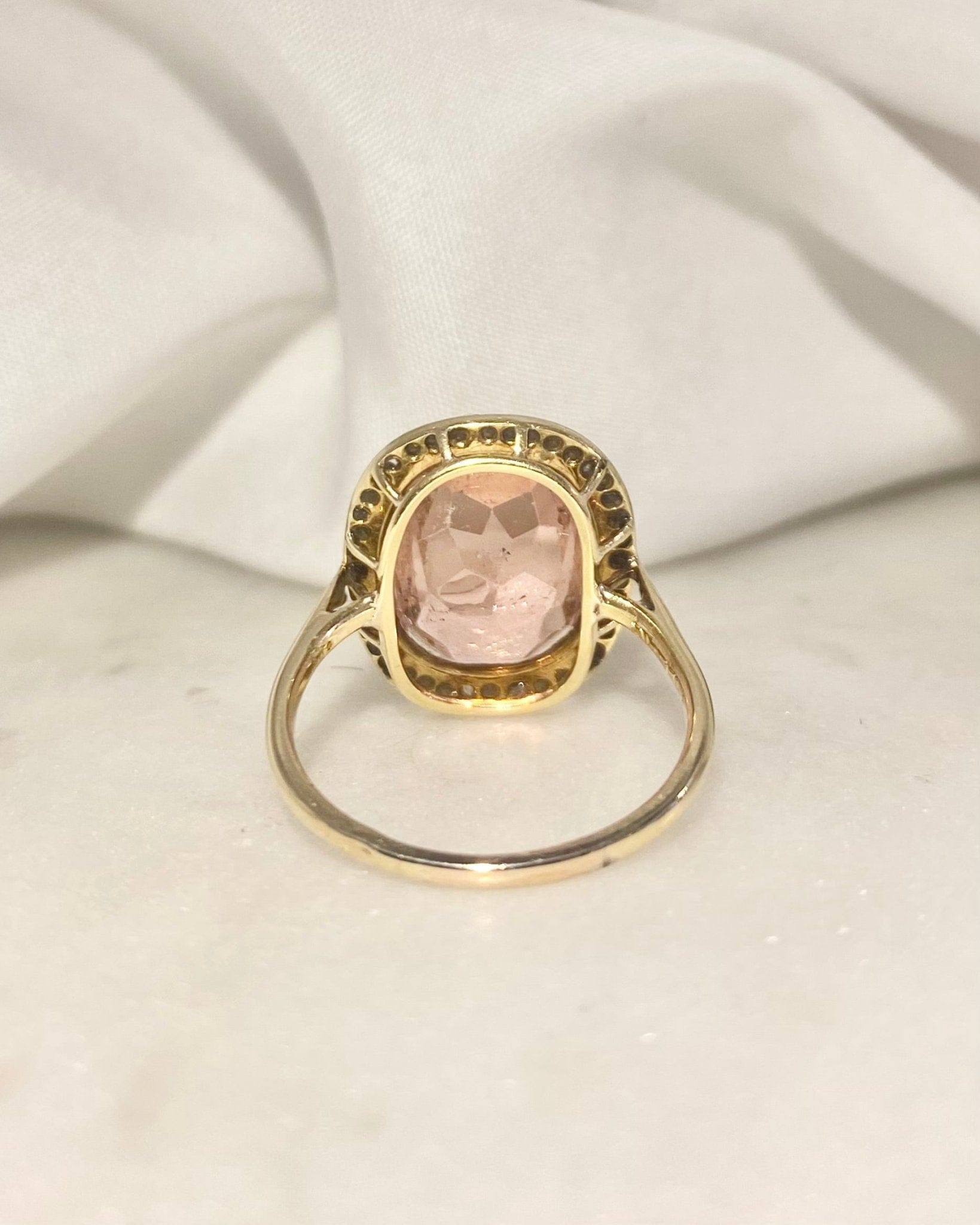 Bague Art - Déco Tourmaline Rose 5.50 carats & Diamants "Liora" - Elliade Paris