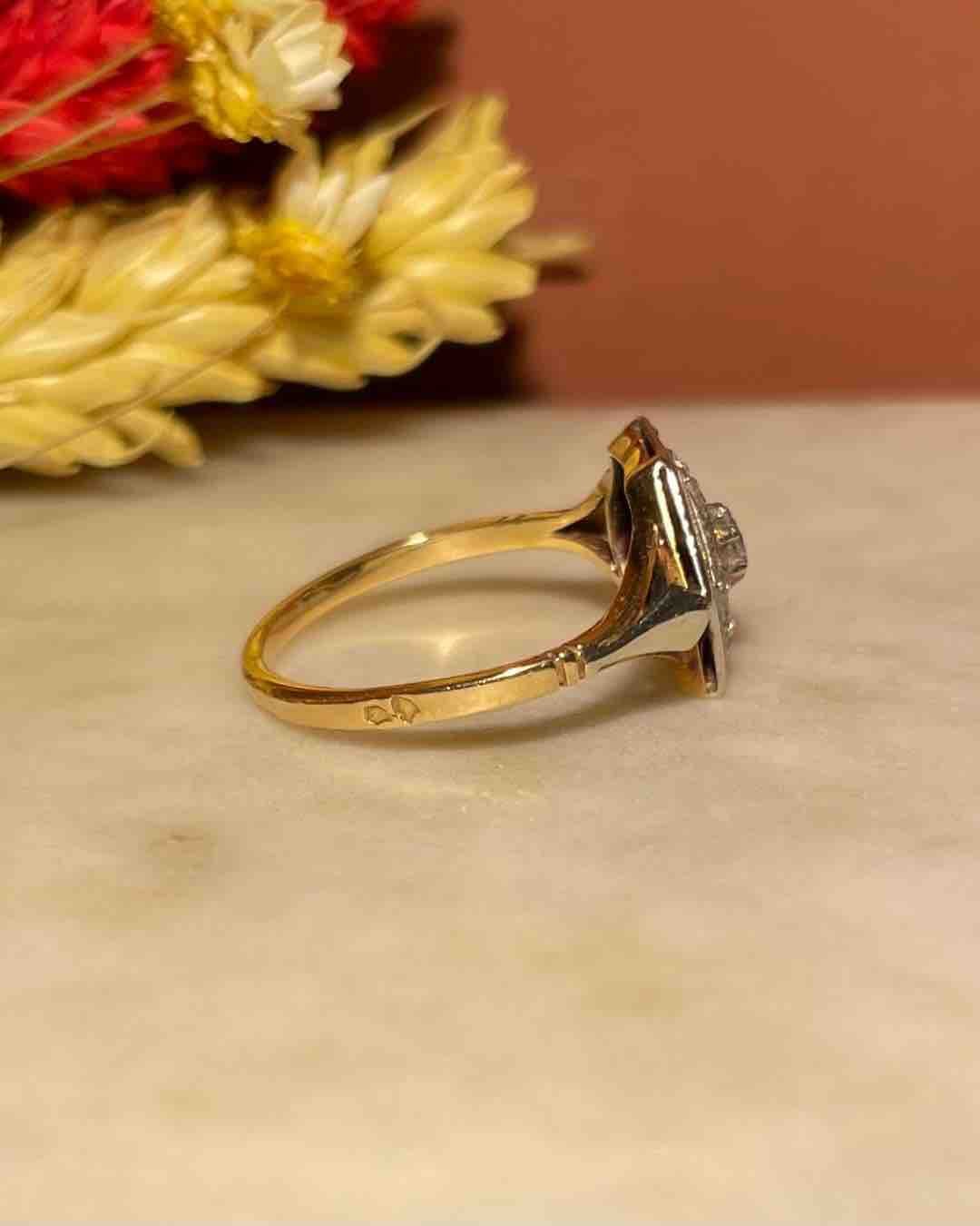 Bague Art - Déco Vintage Diamants "Victoria" - Elliade Paris