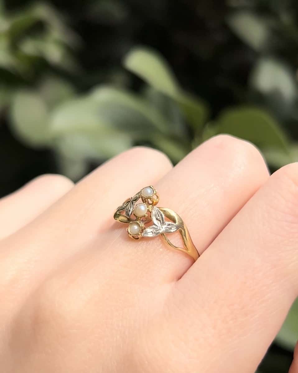 Bague Art Nouveau Perles "Haliénor" - Elliade Paris