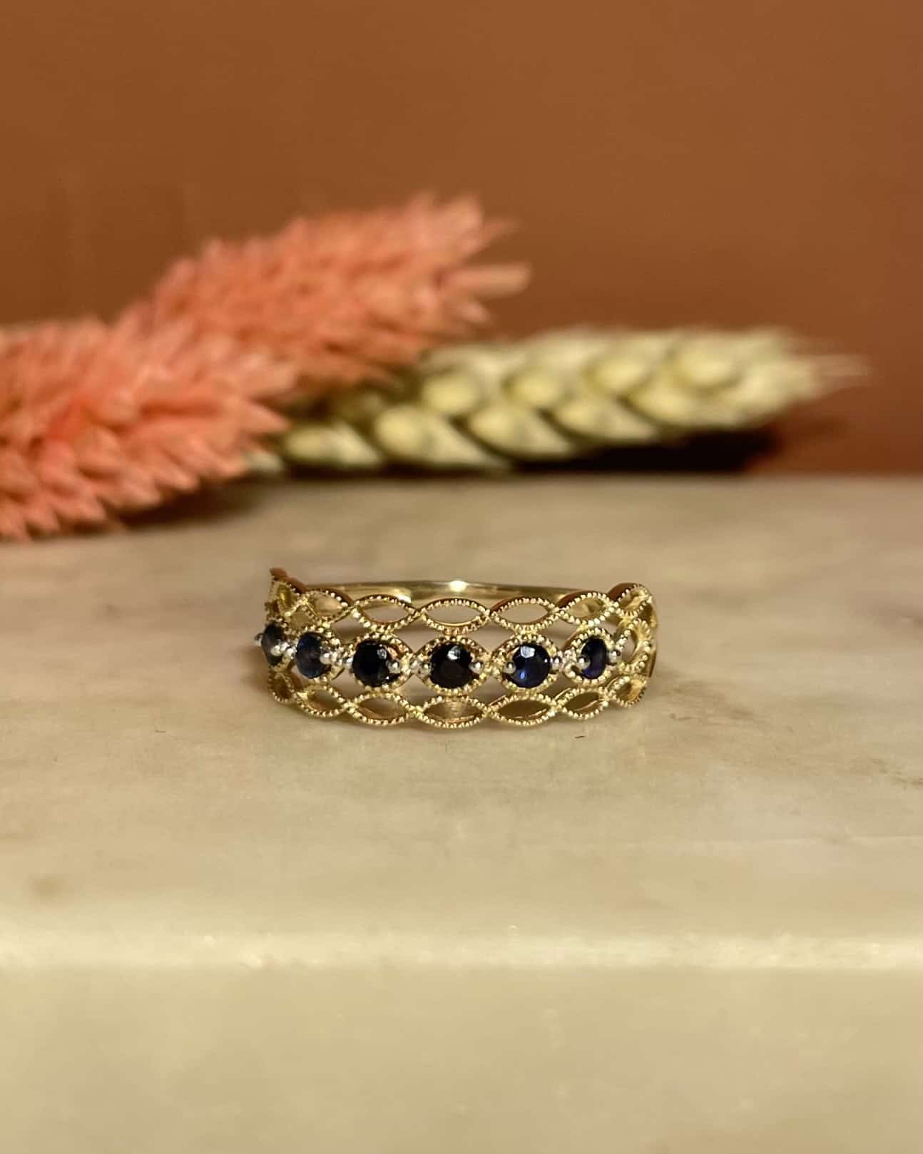 Bague Bandeau Vintage 6 Saphirs "Joya" - Elliade Paris
