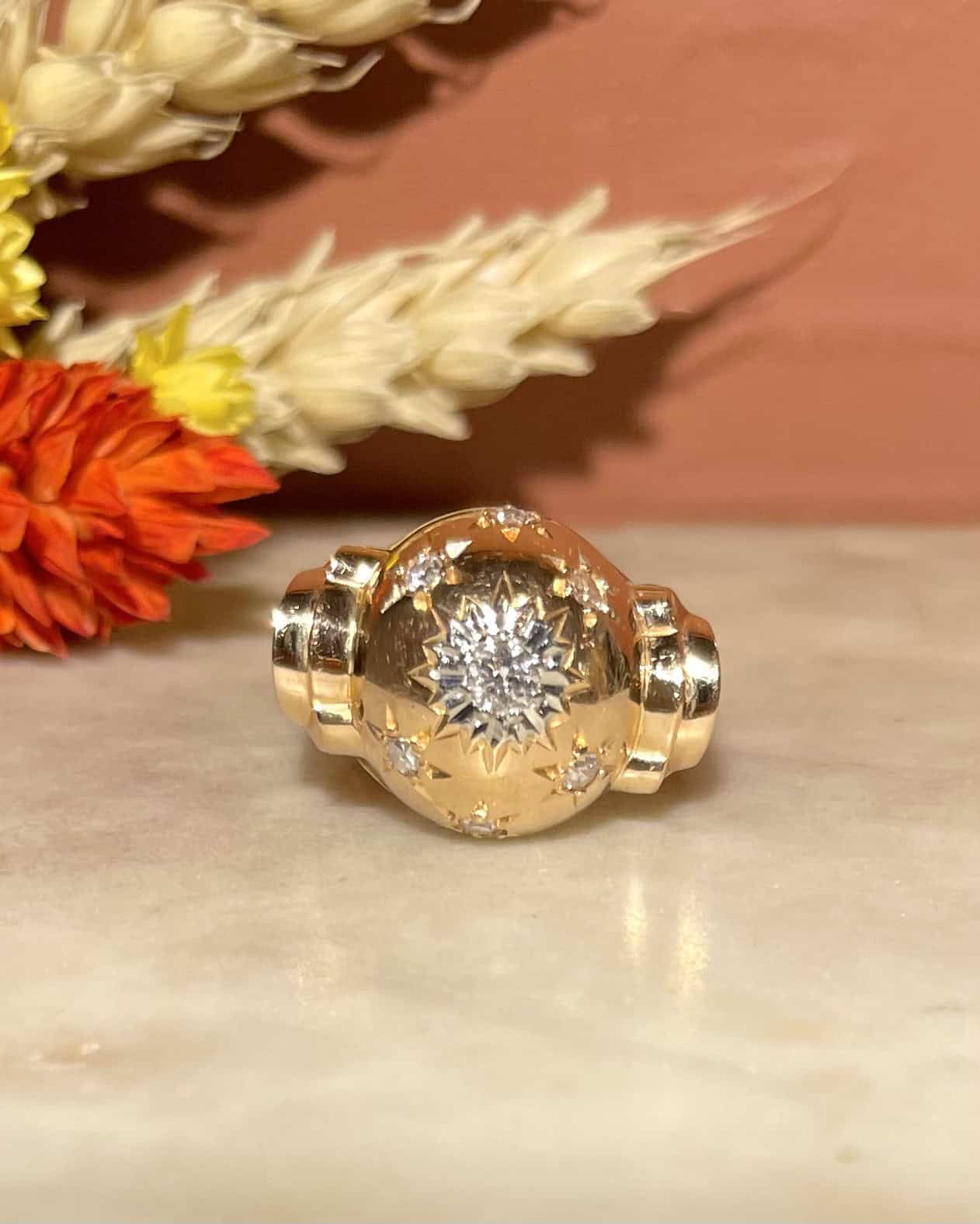 Bague Boule Diamants Serti étoilé "Mukum" - Elliade Paris