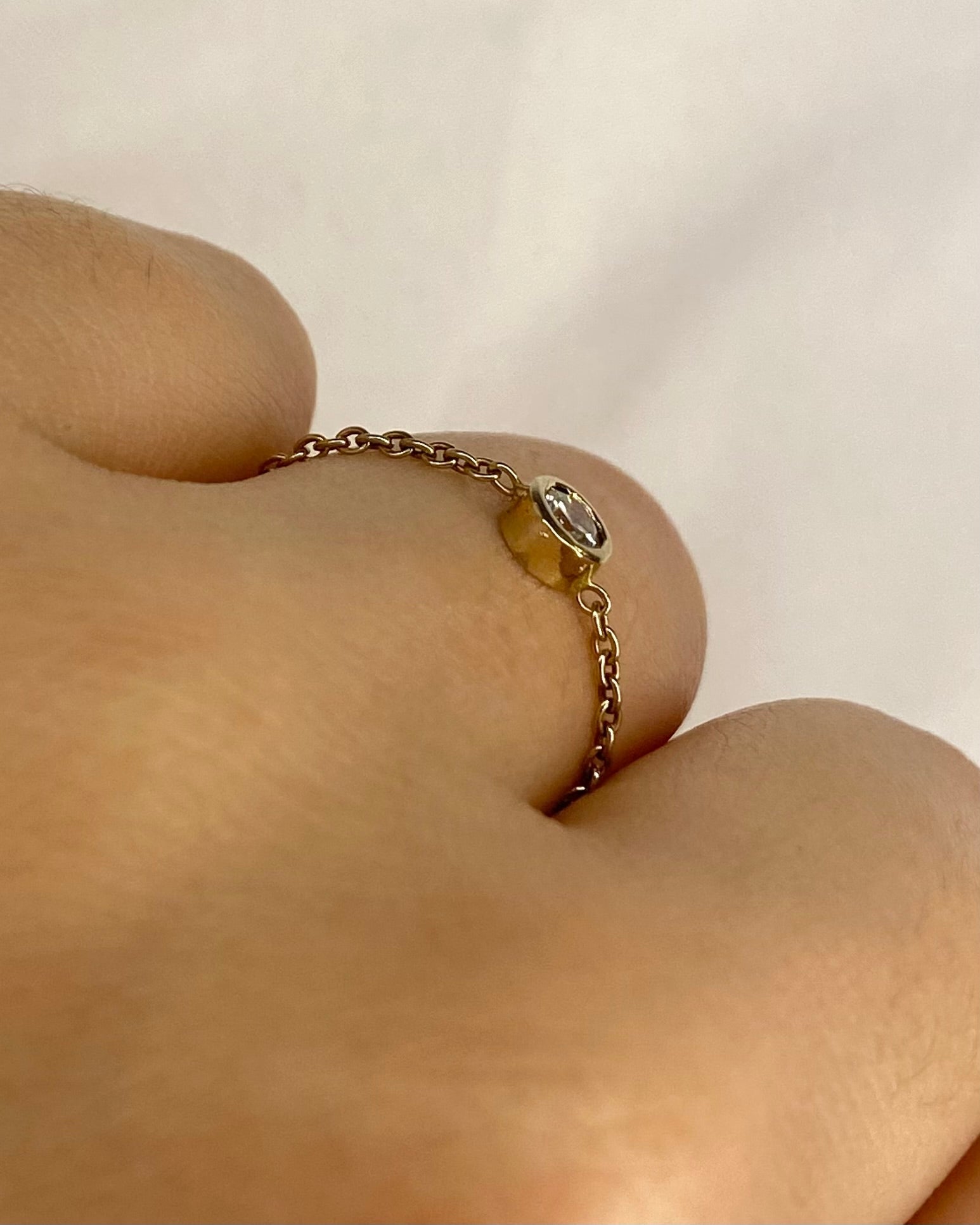 Bague Chaîne Solitaire Diamant 0.15 carat "Farida" - Elliade Paris