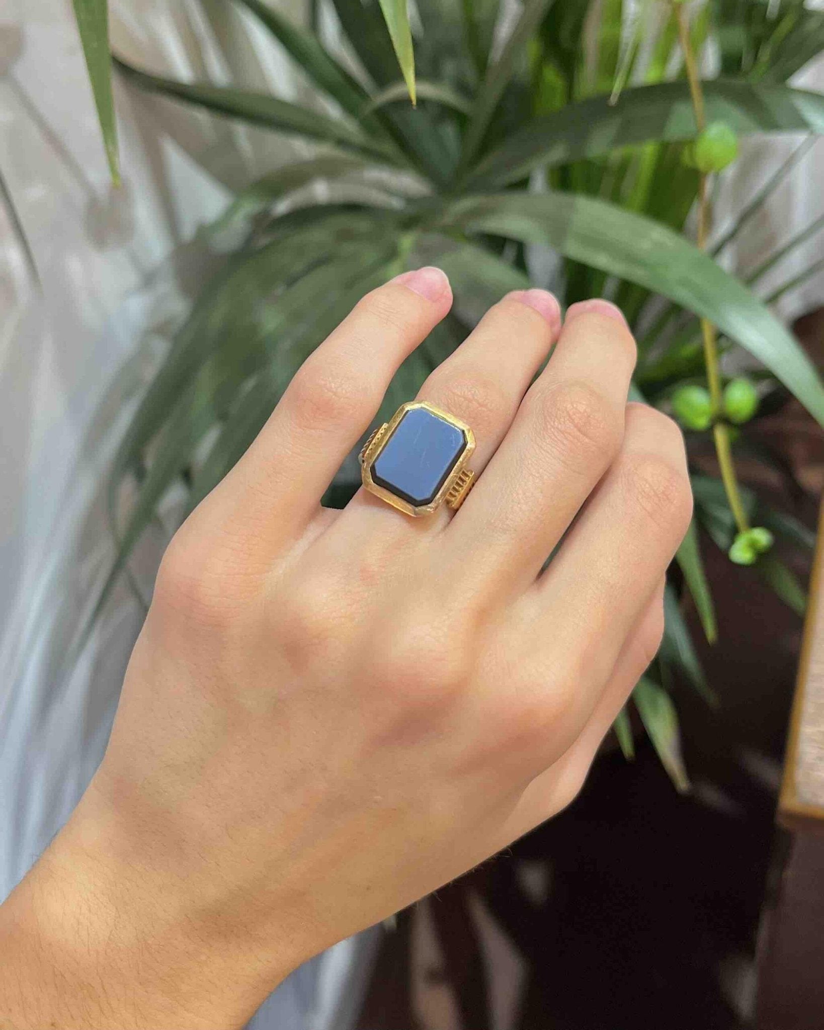 Bague Chevalière Agate Niccolo Onyx "Archibald" - Elliade Paris