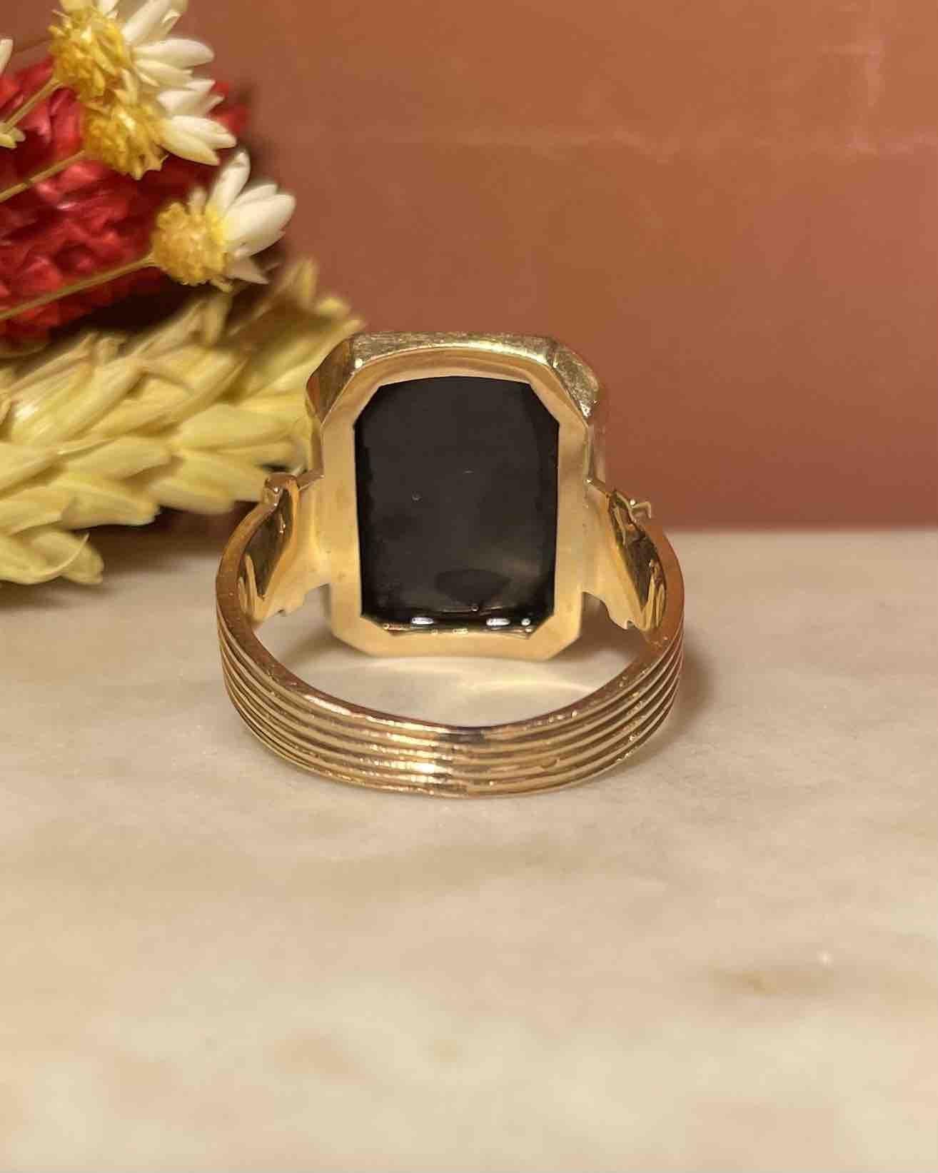 Bague Chevalière Agate Niccolo Onyx "Archibald" - Elliade Paris