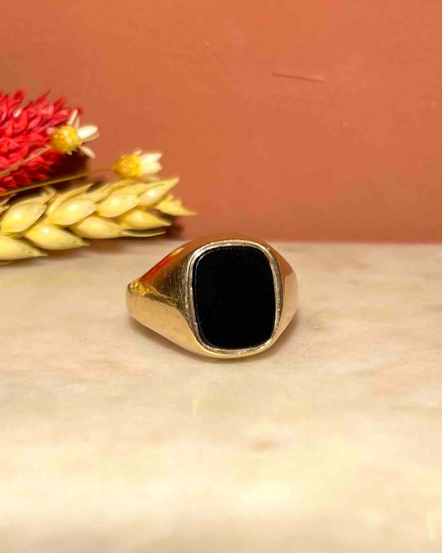 Bague Chevalière Onyx "Ainsley" - Elliade Paris