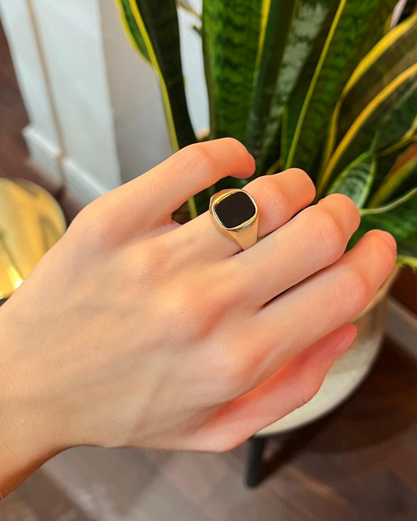 Bague Chevalière Onyx "Ainsley" - Elliade Paris