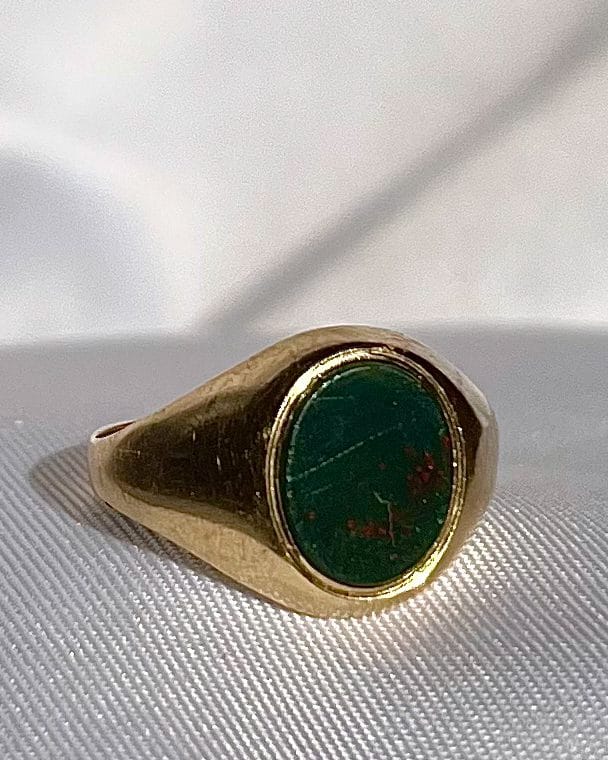 Bague chevalière vintage Jaspe Sanguin "Romy" - Elliade Paris