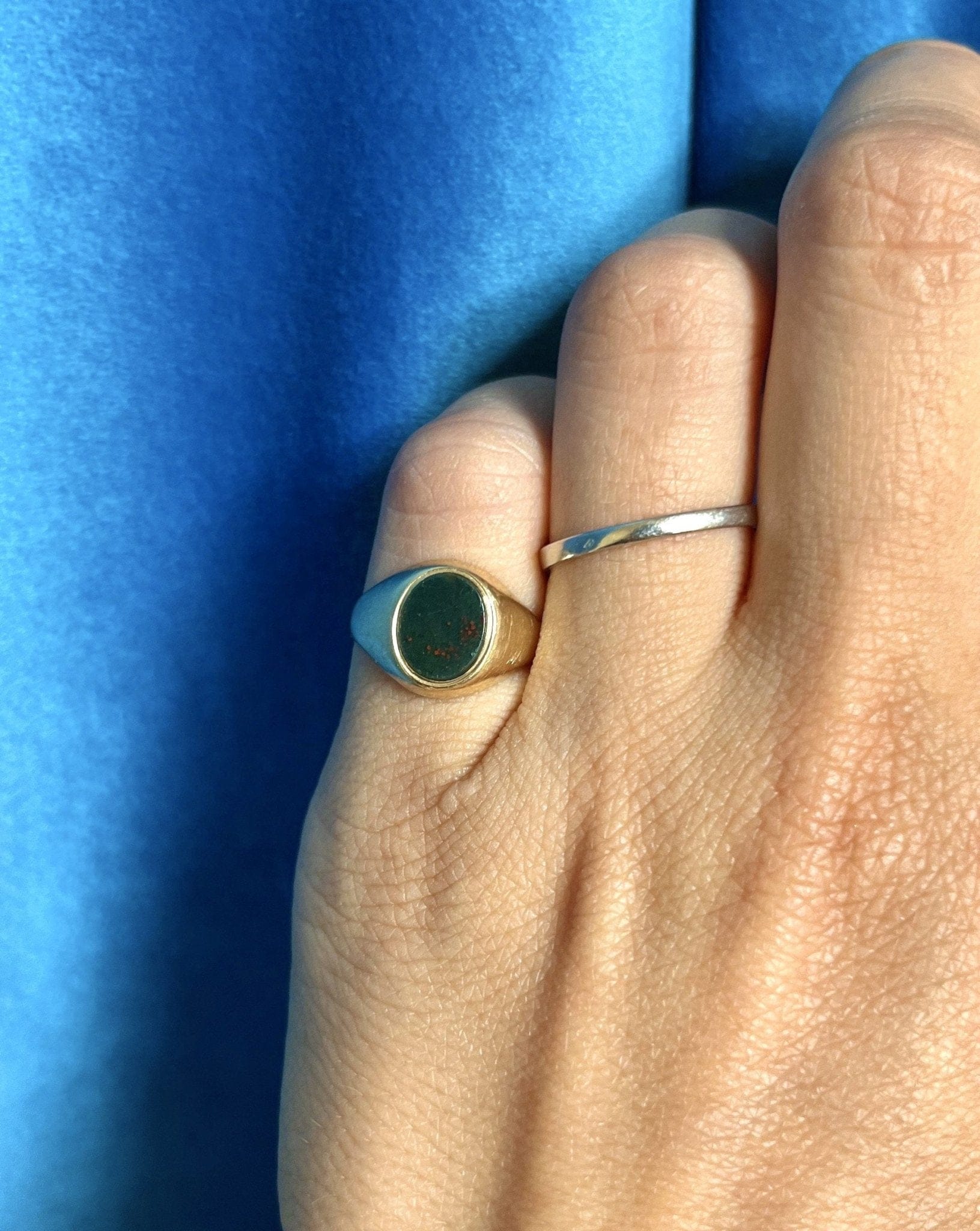 Bague chevalière vintage Jaspe Sanguin "Romy" - Elliade Paris