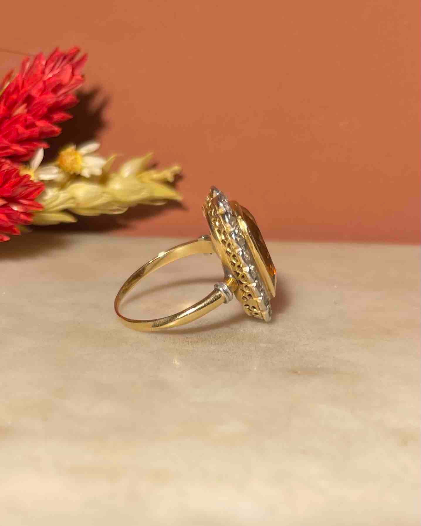 Art Deco Daisy Citrine Ring 7.50 carats & diamonds "Harper"