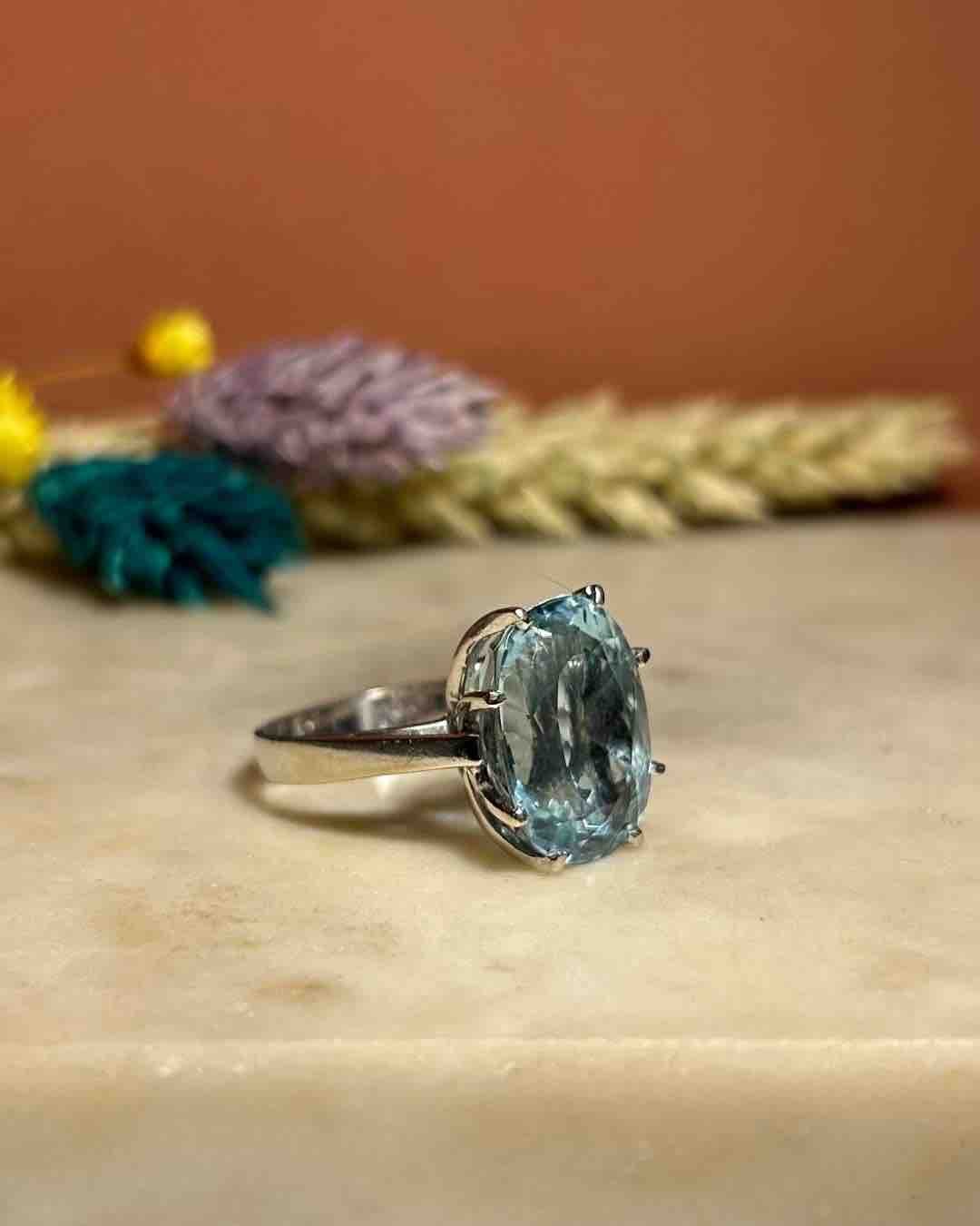 Bague Cocktail Aigue - Marine 8 carats "Serene" - Elliade Paris