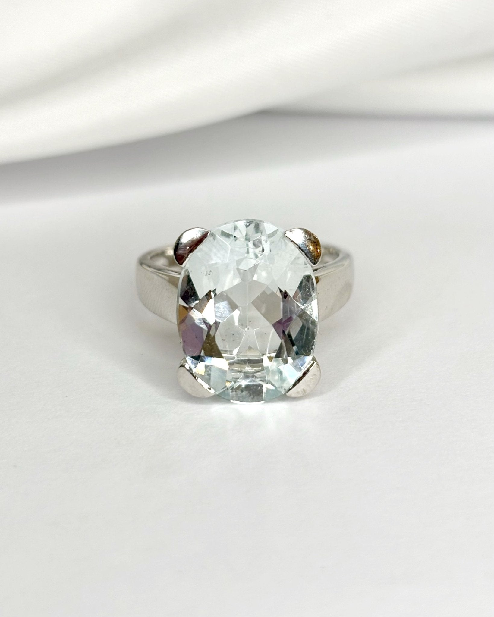Bague Cocktail Aigue - Marine 8.70 carats & Or Gris 6.74g "Marinette" - Elliade Paris