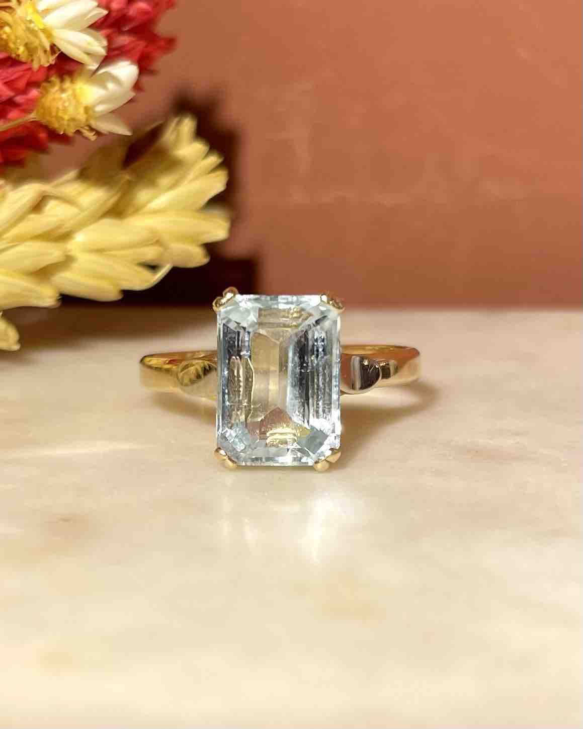 Bague Cocktail Aigue - Marine "Malvina" - Elliade Paris