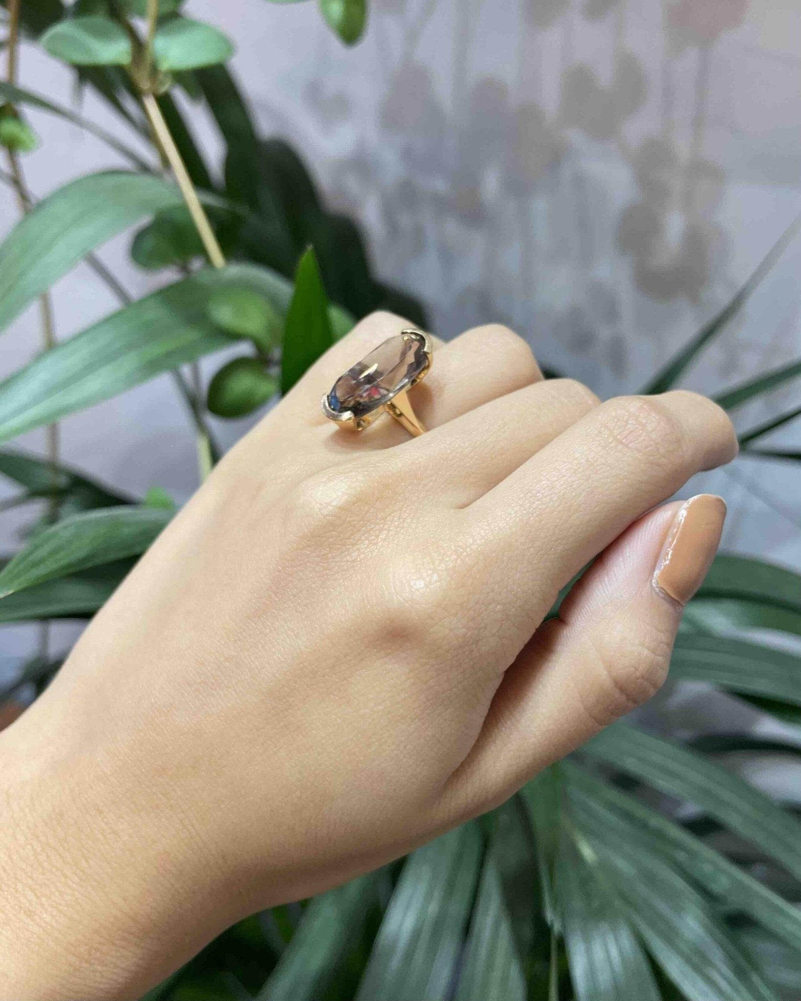 Bague Cocktail Marquise Quartz fumé 6 Carats "Aëlys" - Elliade Paris
