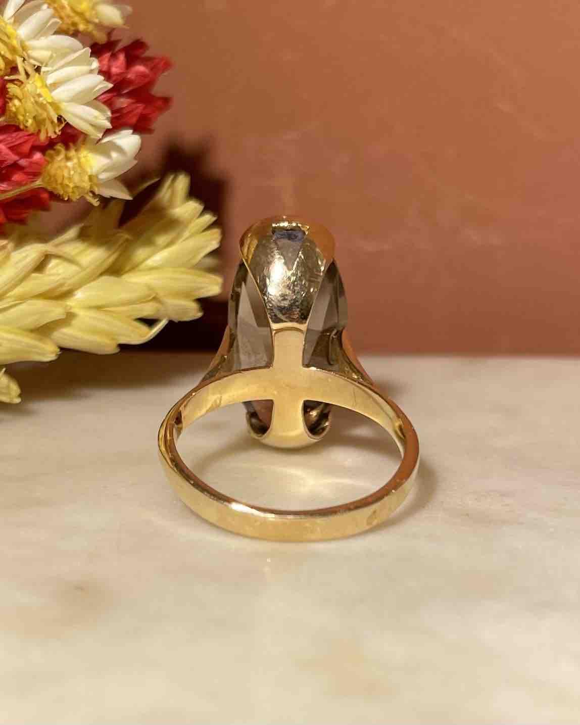 Bague Cocktail Marquise Quartz fumé 6 Carats "Aëlys" - Elliade Paris