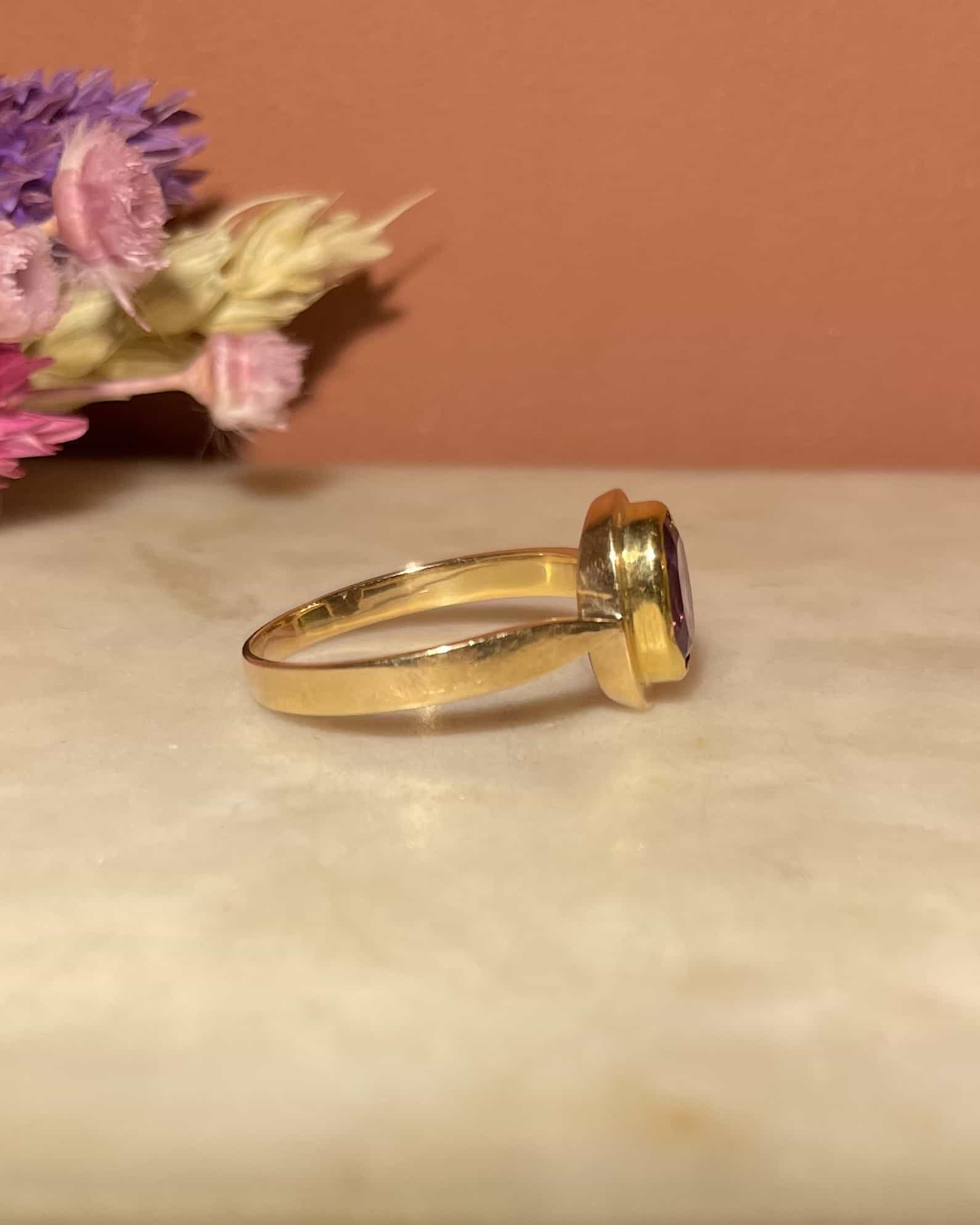 Bague Cocktail Or Améthyste "Azalée" - Elliade Paris
