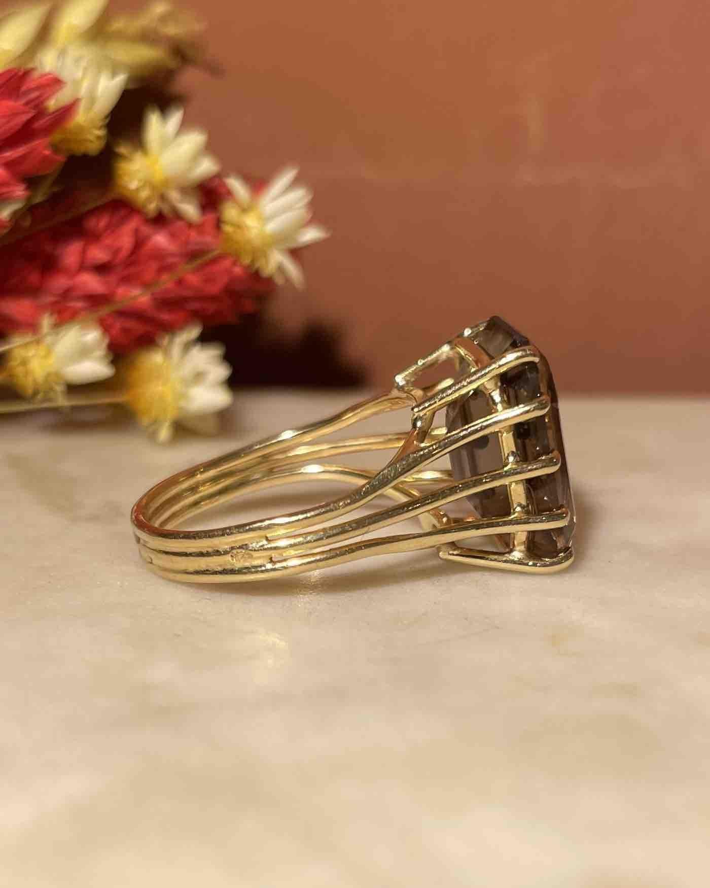 Bague Cocktail Quartz fumé 6.40 Carats "Lorelai" - Elliade Paris