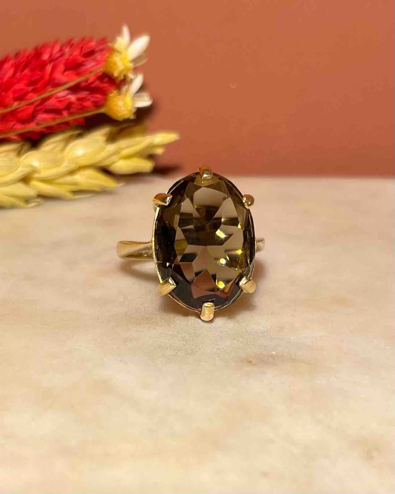 Bague Cocktail Quartz fumé 6.50 Carats "Evelina" - Elliade Paris