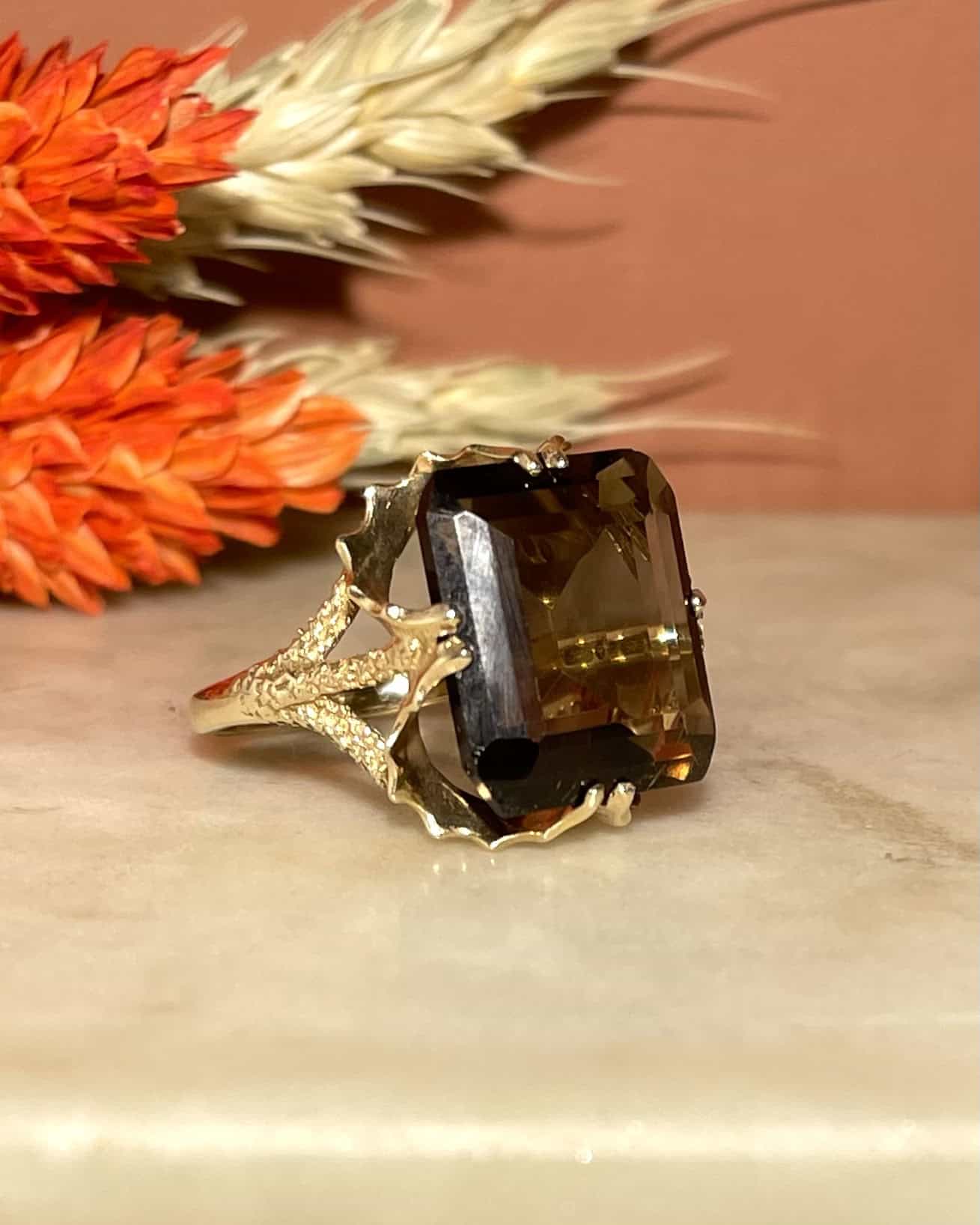Bague Cocktail Quartz fumé 7 carats "Moana" - Elliade Paris