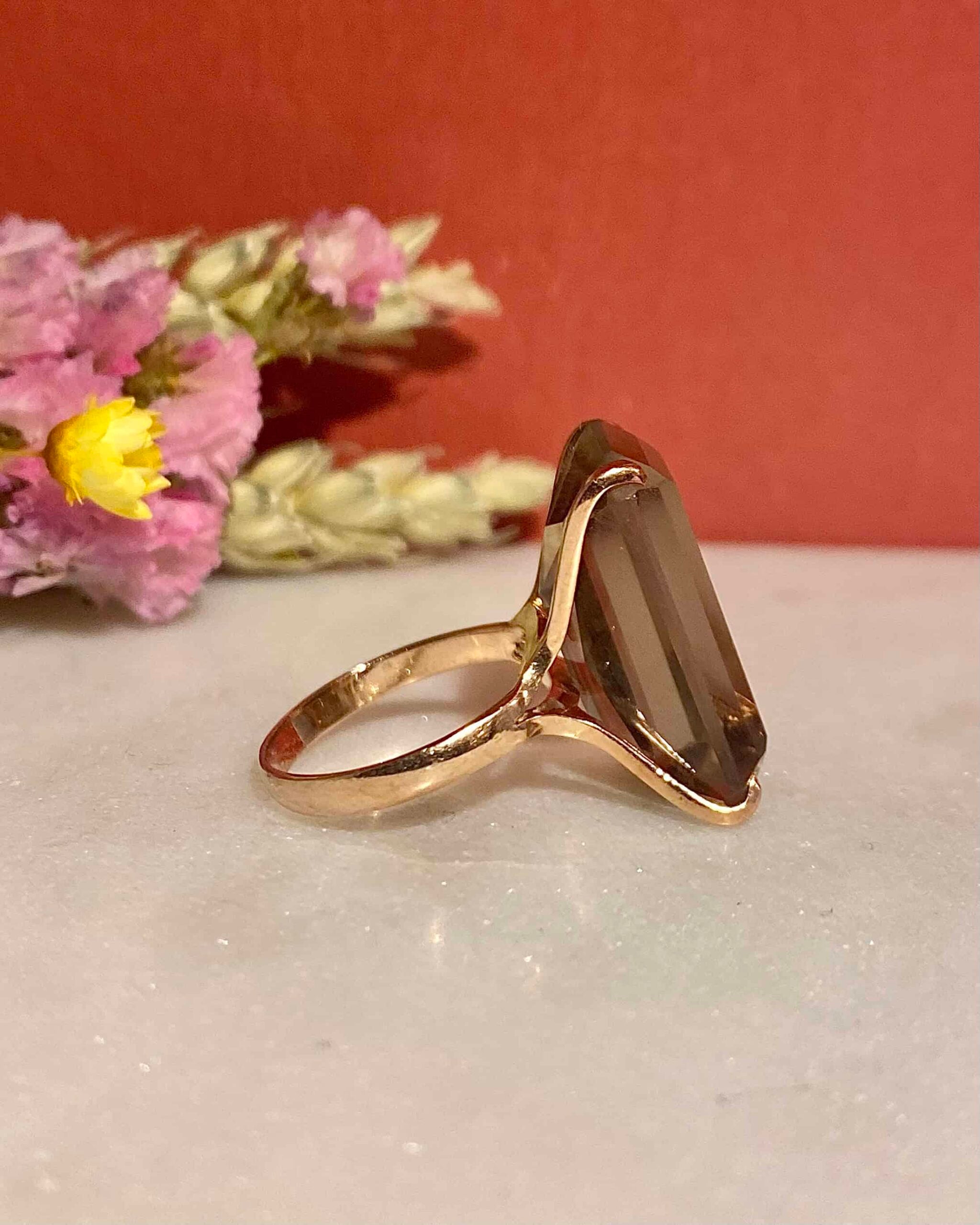 Bague Cocktail Quartz fumé 18.40 Carats "Primrose"