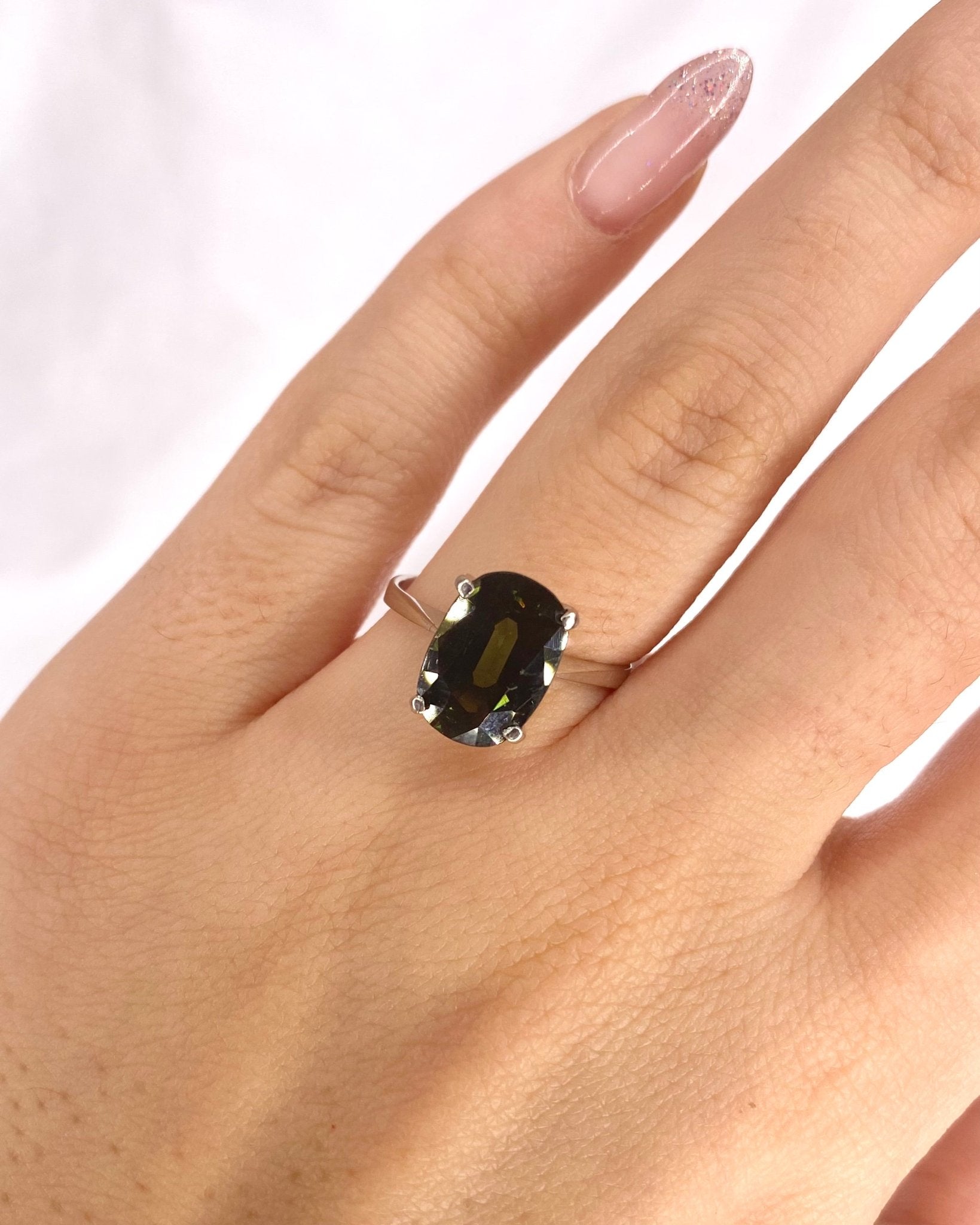 Bague Cocktail Saphir Vert 4.20 carats "Lucette" - Elliade Paris