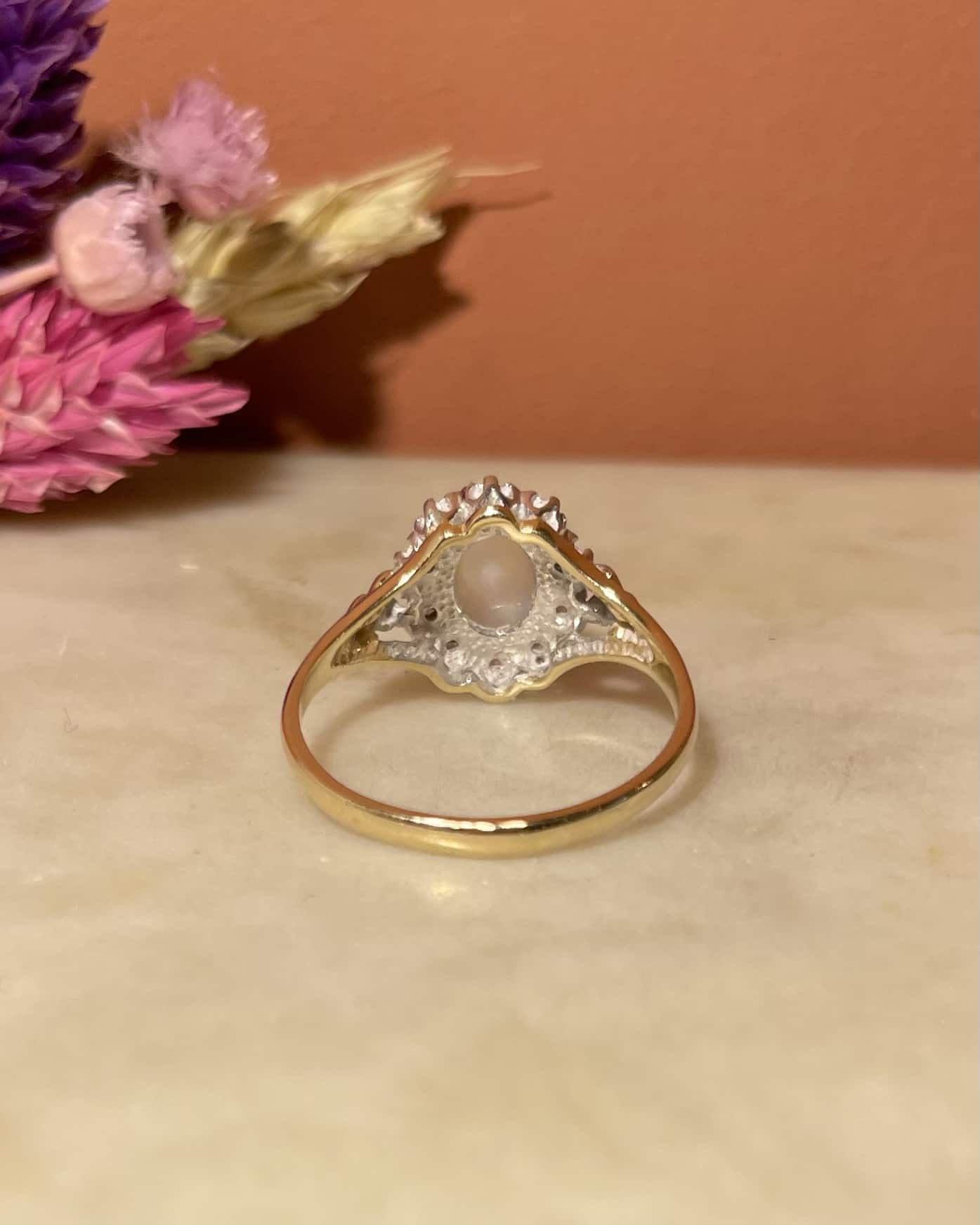 Bague Marguerite Opale & 10 Diamants "Cora"