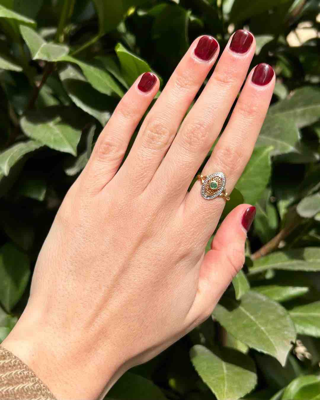 Bague de style Art - Déco Émeraude "Orane" - Elliade Paris