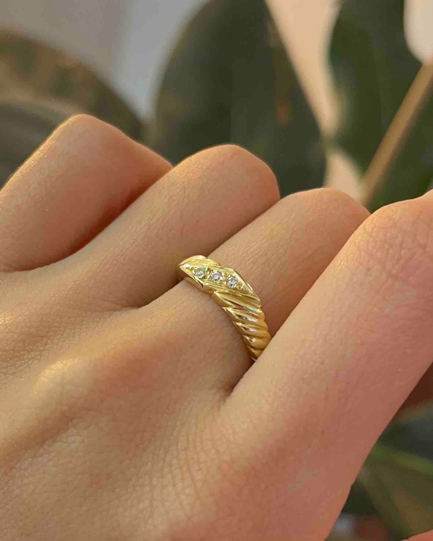 Bague jonc torsadée Diamant "Muriel"