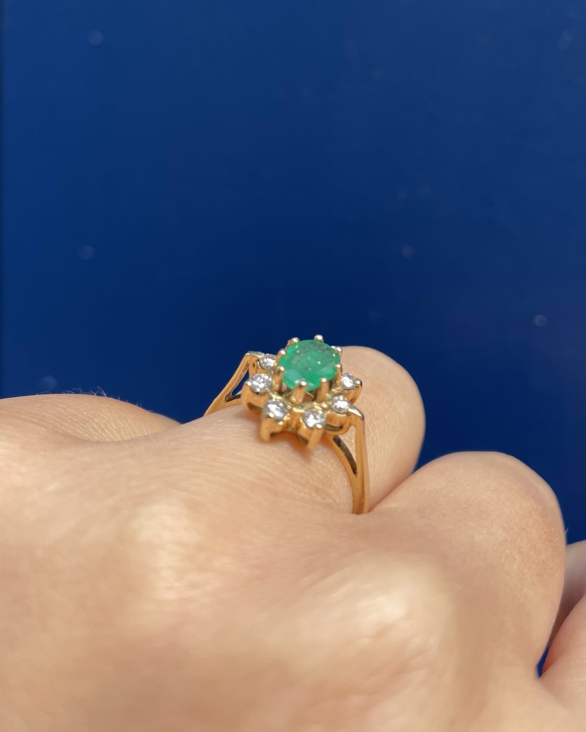 0.55 carat Emerald & Diamond Daisy Ring "Clementine"